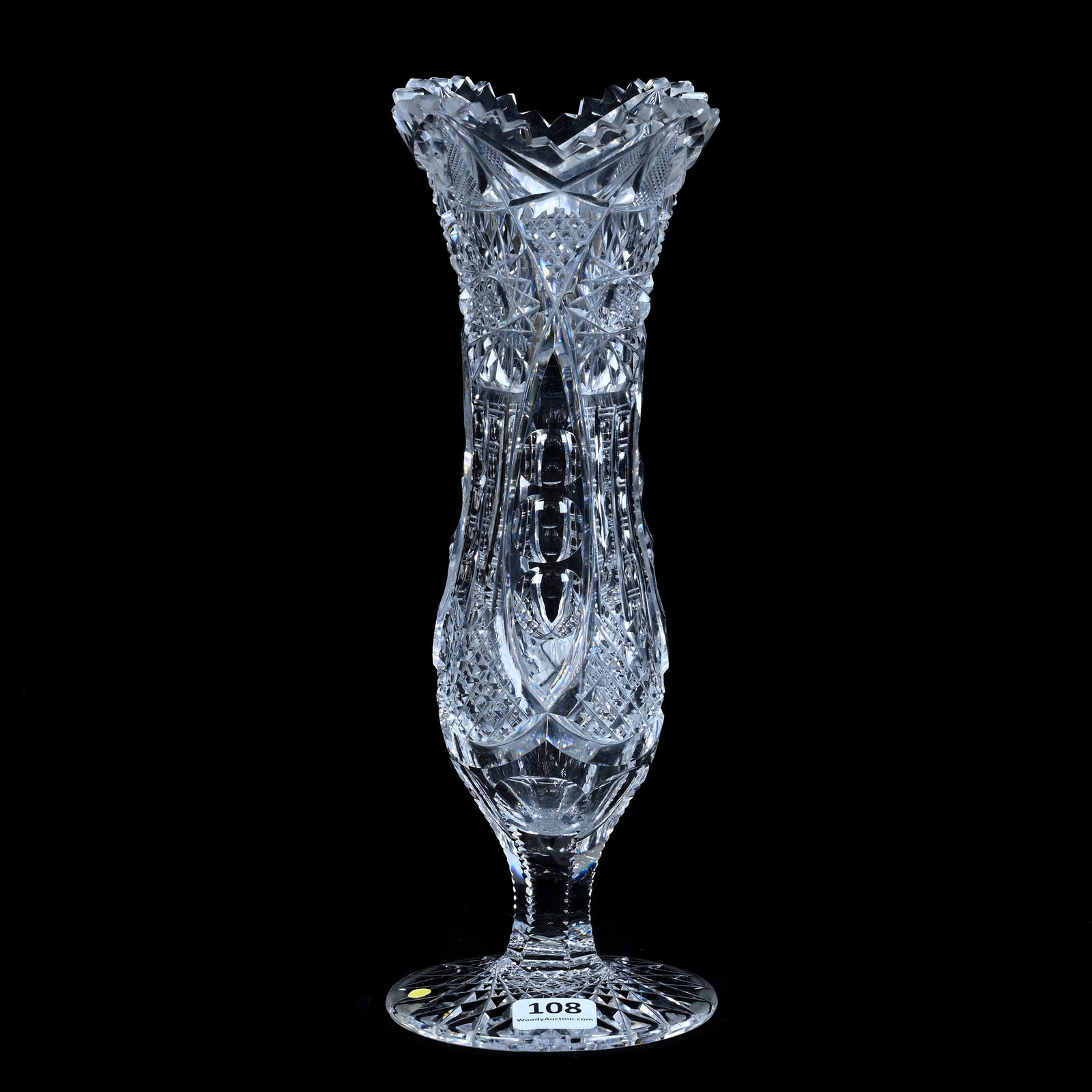 Pedestal Vase, American Brilliant Cut Glass, Signed Clark, American Beauty Pattern (1 of 3)