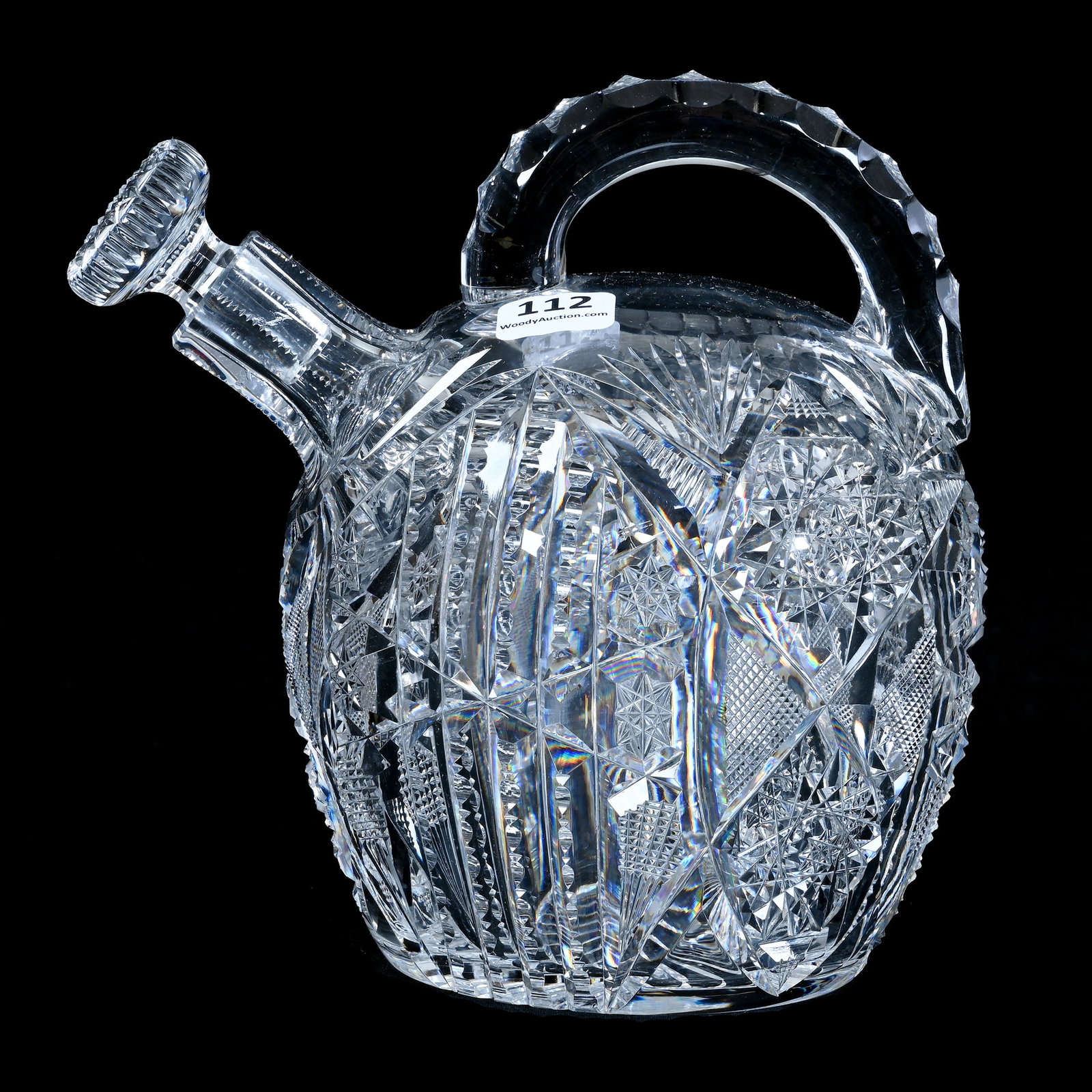 Rum Jug, American Brilliant Cut Glass, Signed Libbey Corona Pattern (Formerly Known As Spillane) (1 of 3)