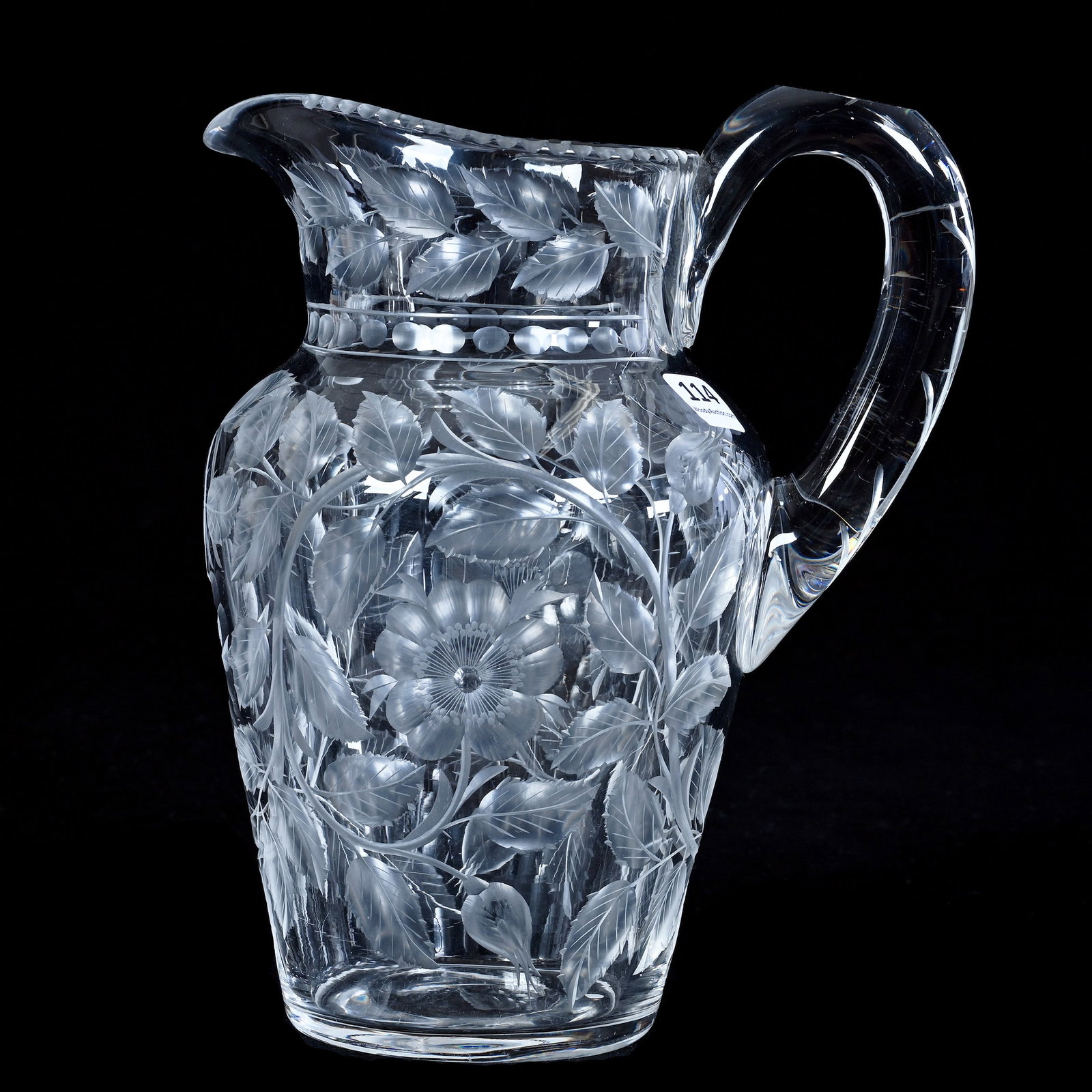 Pitcher, American Brilliant Cut Glass, Signed Tuthill, Wild Rose Pattern (1 of 3)