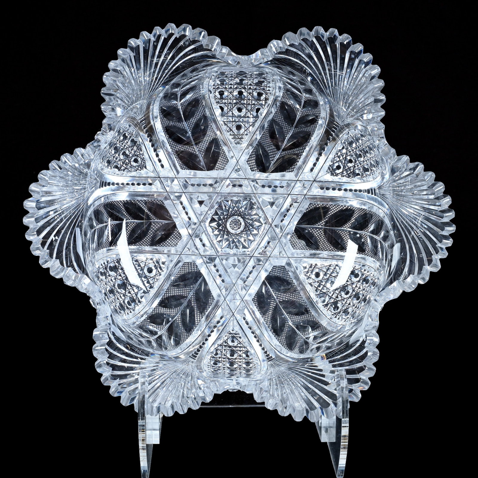 Blown Mold Bowl, American Brilliant Cut Glass, Premier Pattern By Straus (1 of 3)