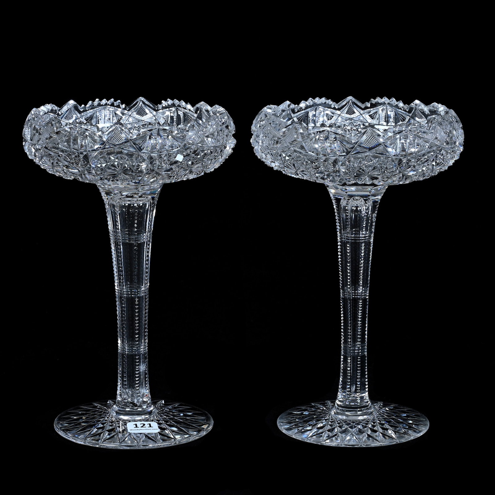 Pair Compotes, American Brilliant Cut Glass (1 of 3)