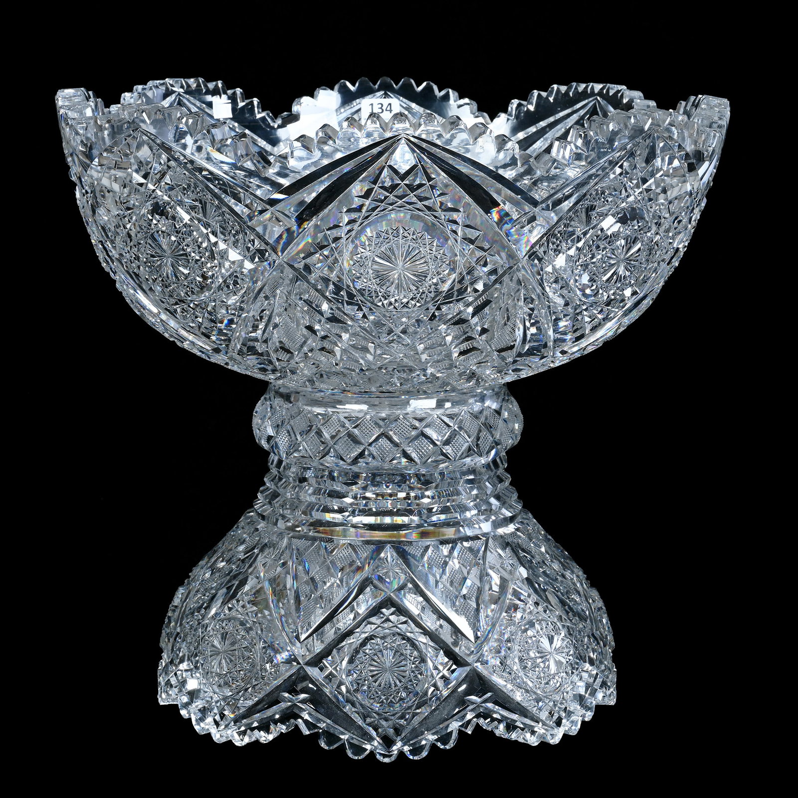 Two Part Punch Bowl, American Brilliant Cut Glass (1 of 11)