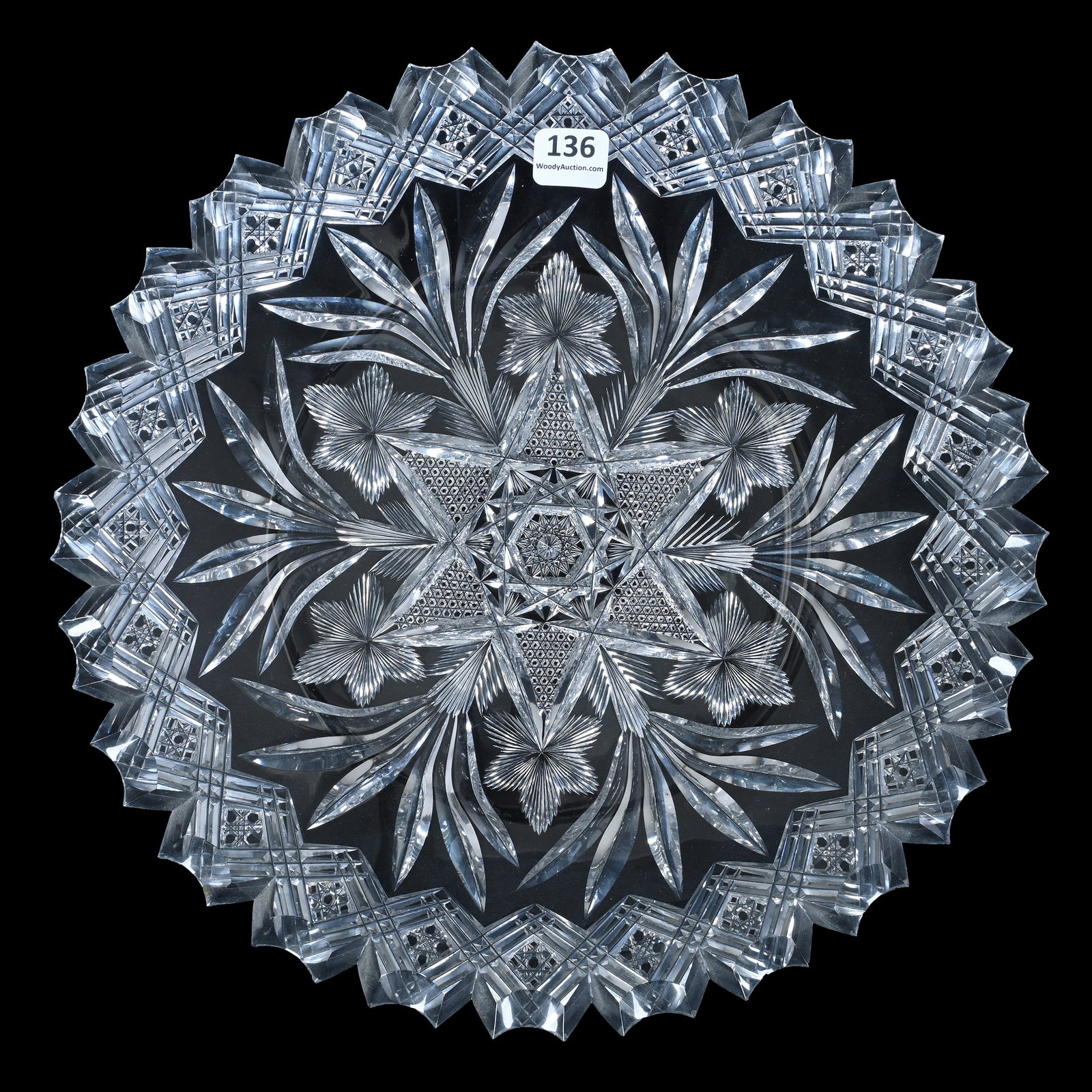 Round Tray, American Brilliant Cut Glass, Signed Libbey (1 of 2)