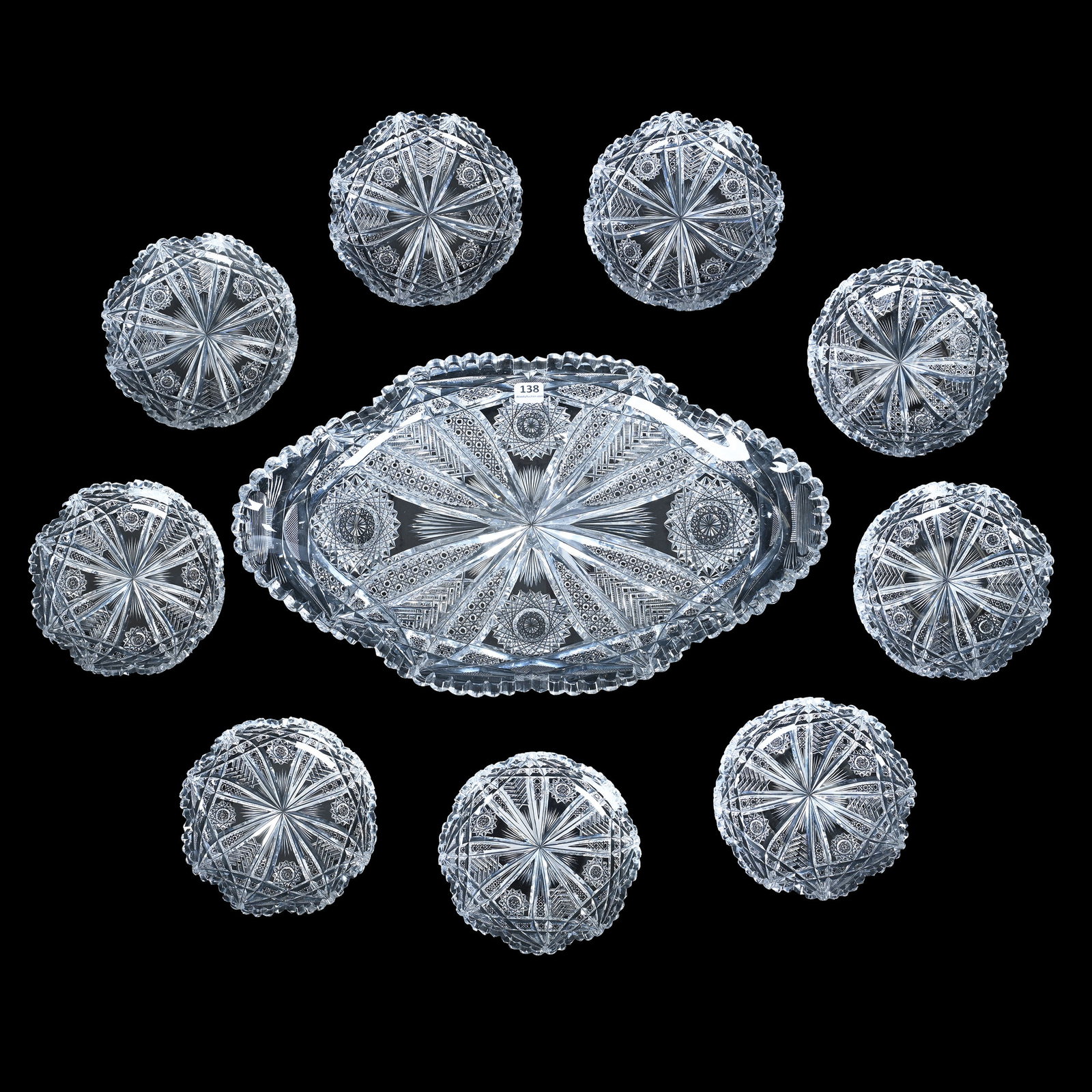 (10) Piece Ice Cream Set, American Brilliant Cut Glass (1 of 5)