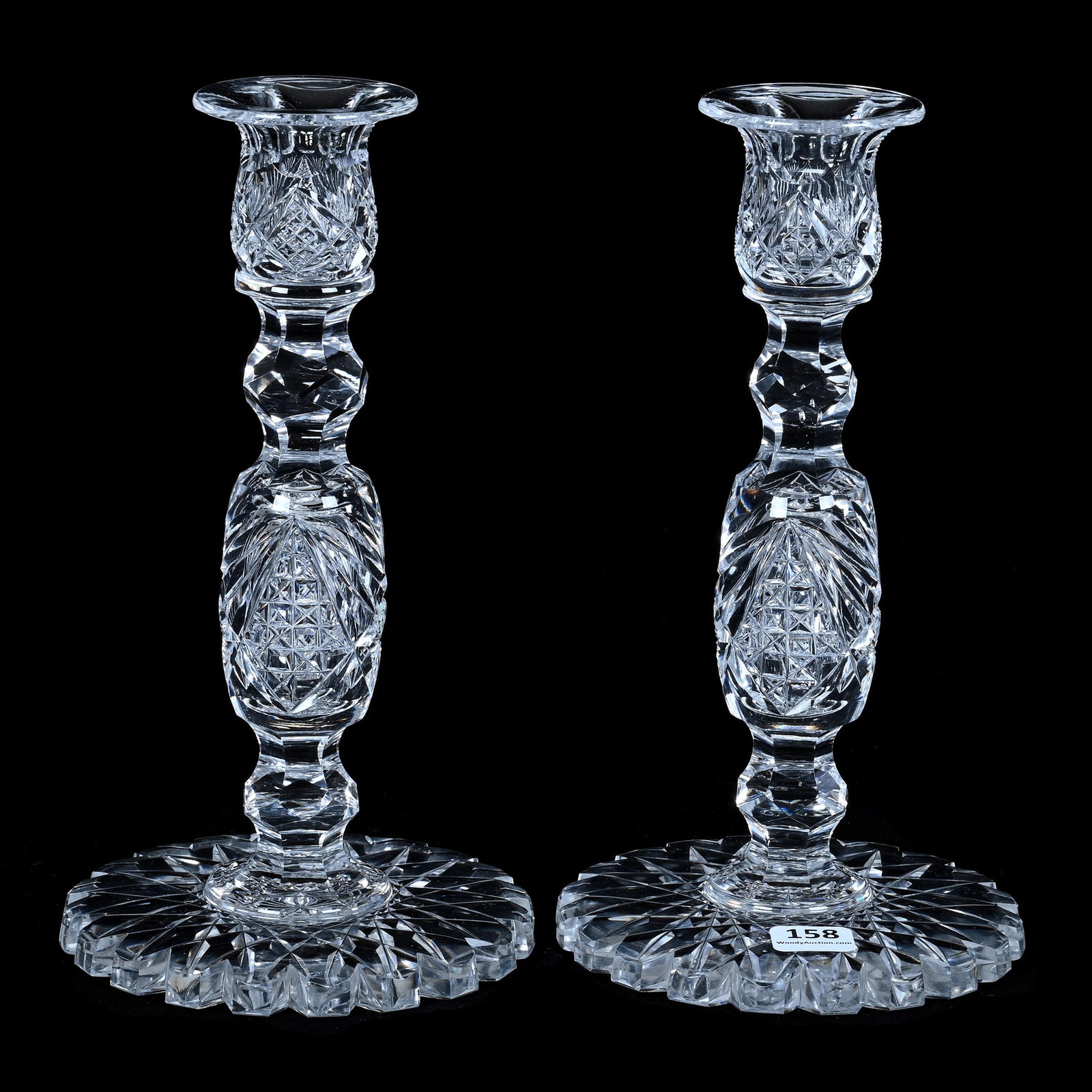 Pair Candlestick Holders, American Brilliant Cut Glass (1 of 3)