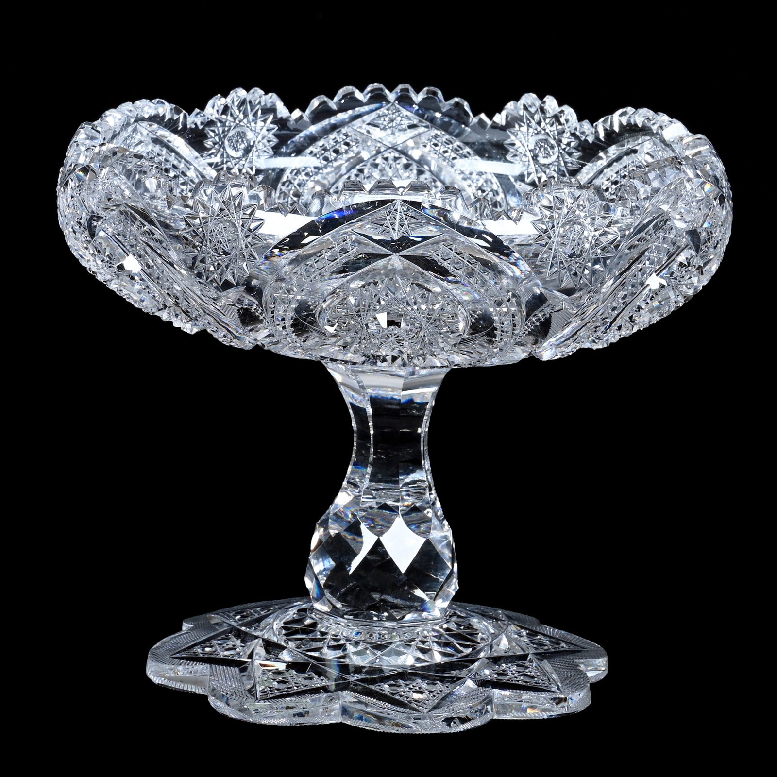 Compote, American Brilliant Cut Glass, Columbia Pattern By Blackmer (1 of 3)