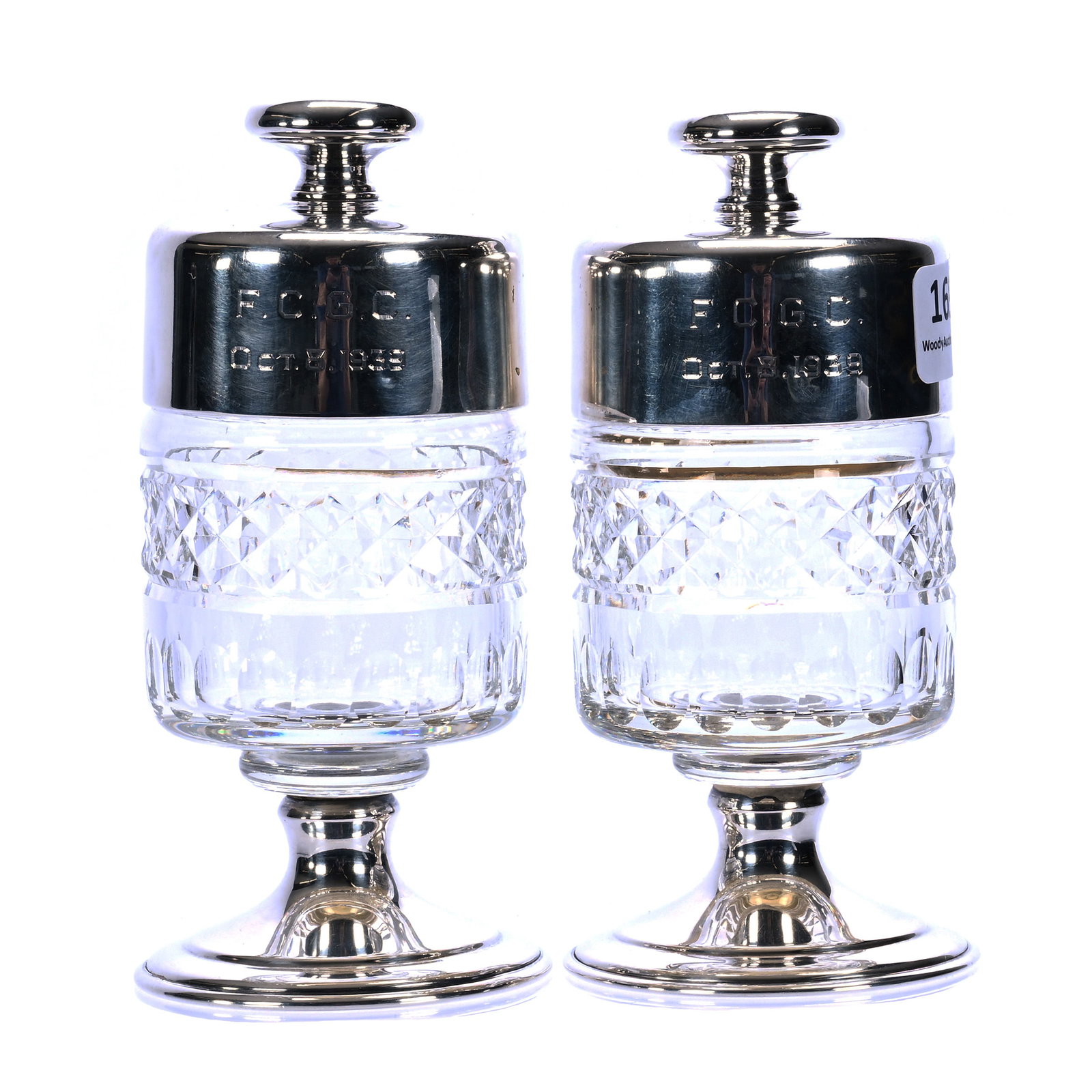 Pair Of Pedestal Vanity Jars By Hawkes (1 of 5)