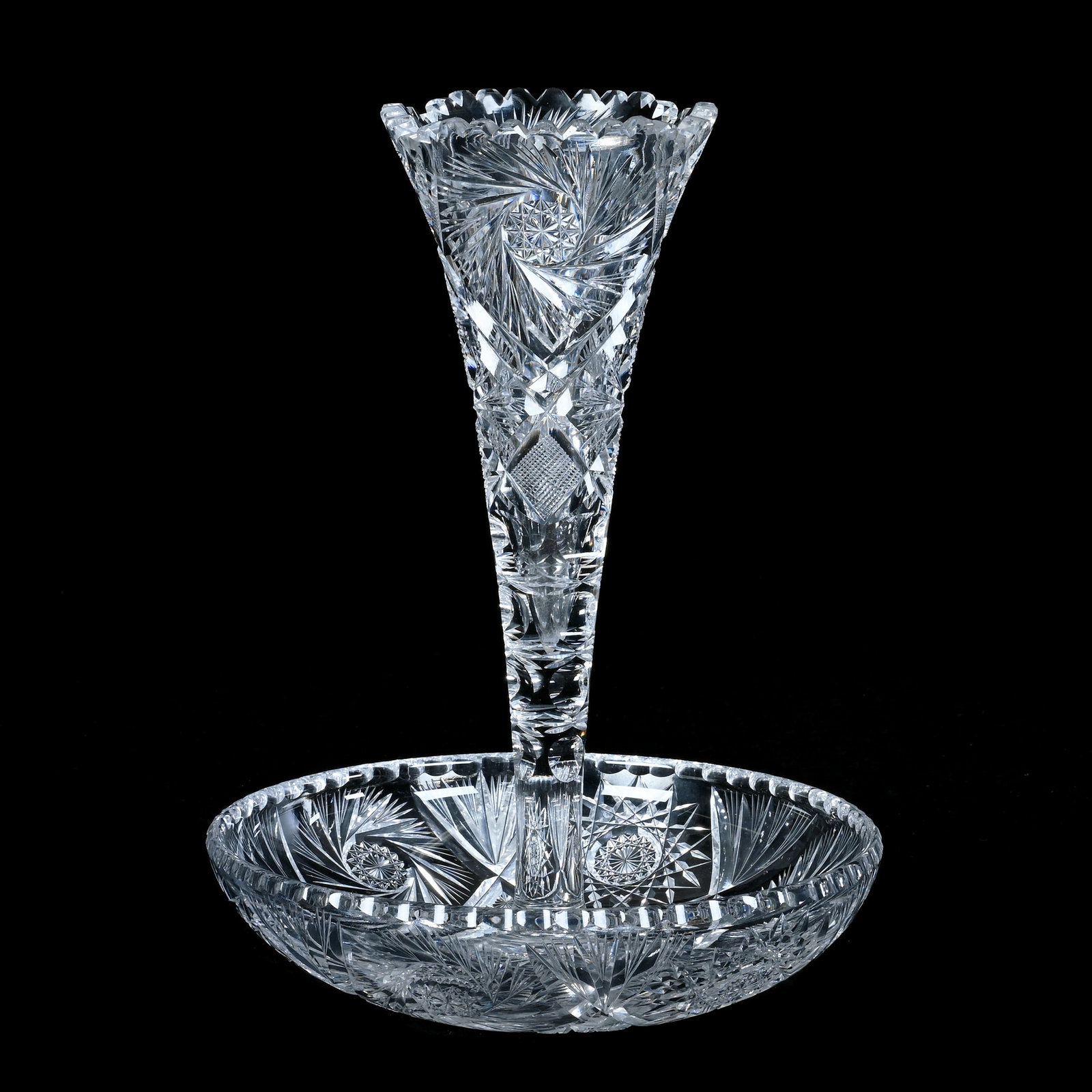 Single Lily Epergne, American Brilliant Cut Glass (1 of 3)
