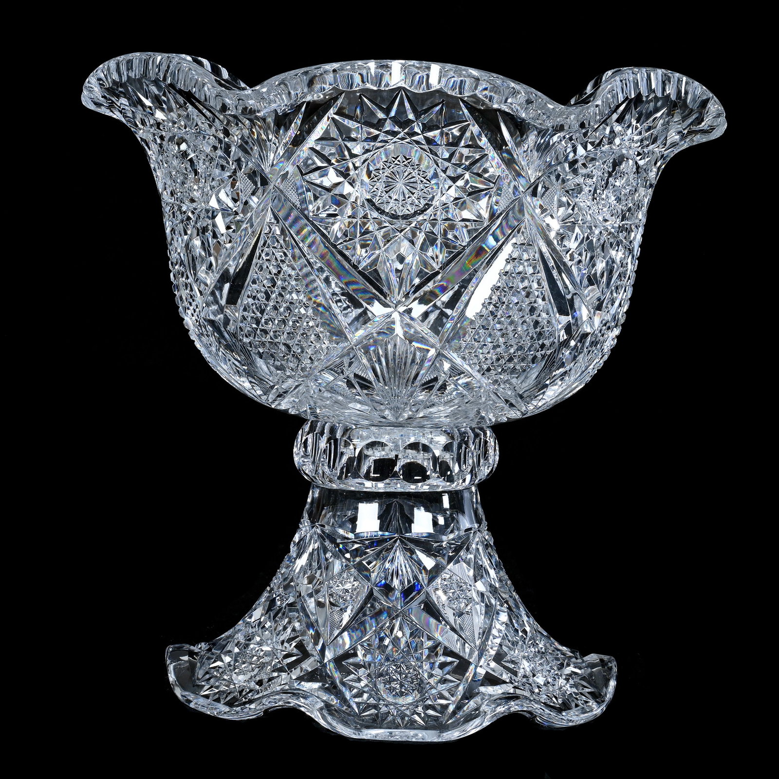 Two Part Punch Bowl, American Brilliant Cut Glass (1 of 5)