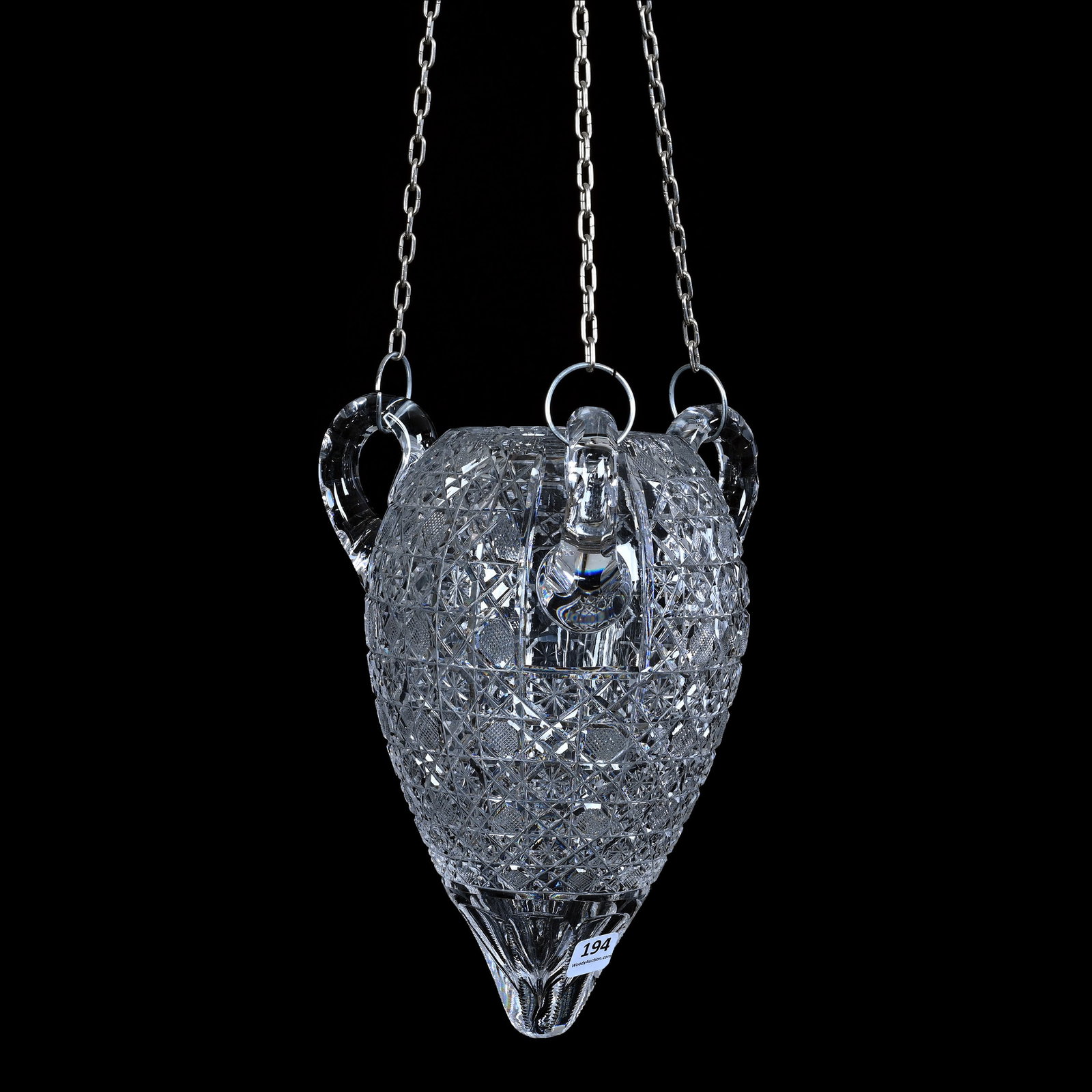 Hanging Flower Vase, American Brilliant Cut Glass, Harvard Pattern (1 of 3)