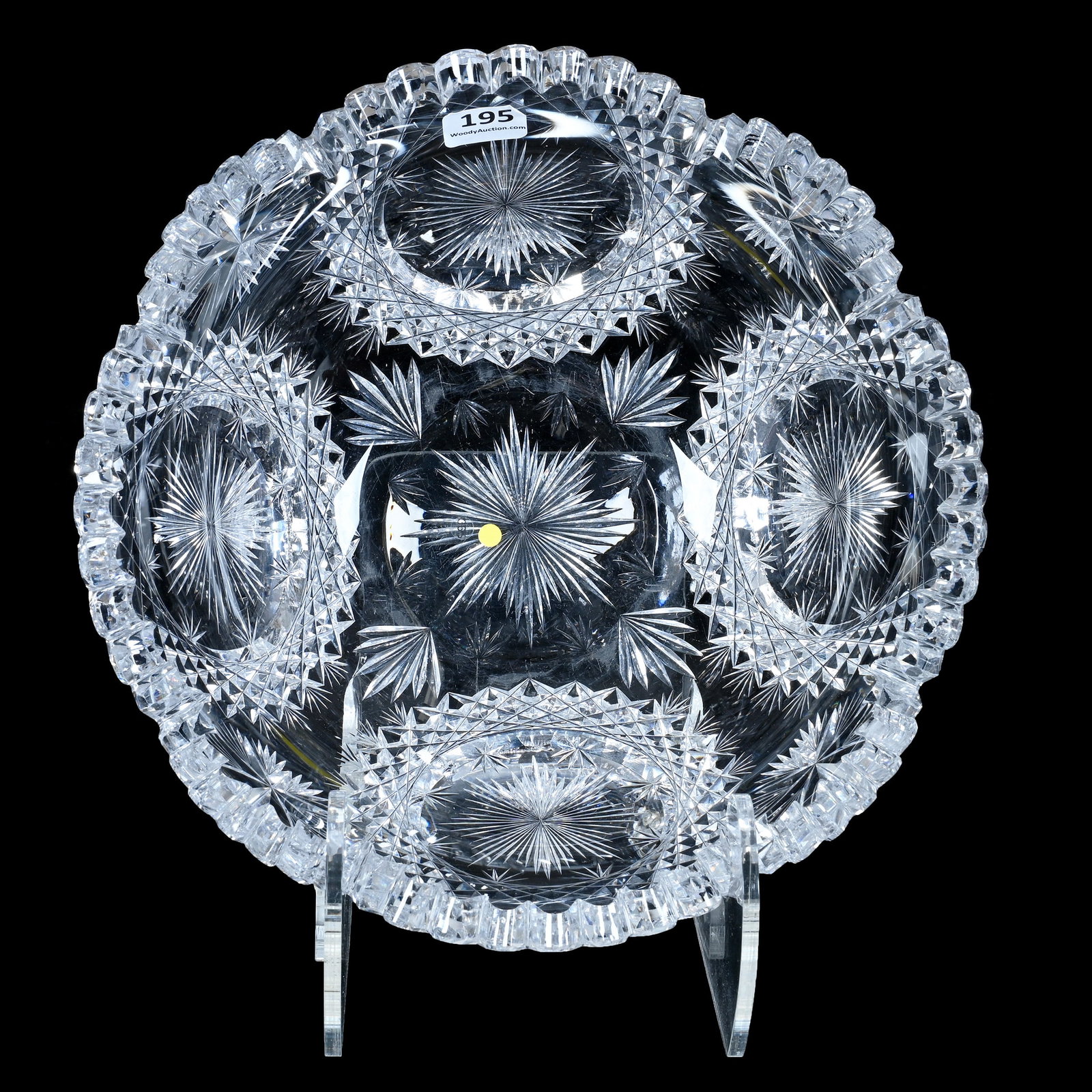 Bowl, American Brilliant Cut Glass, Signed Hawkes, North Star Pattern (1 of 8)