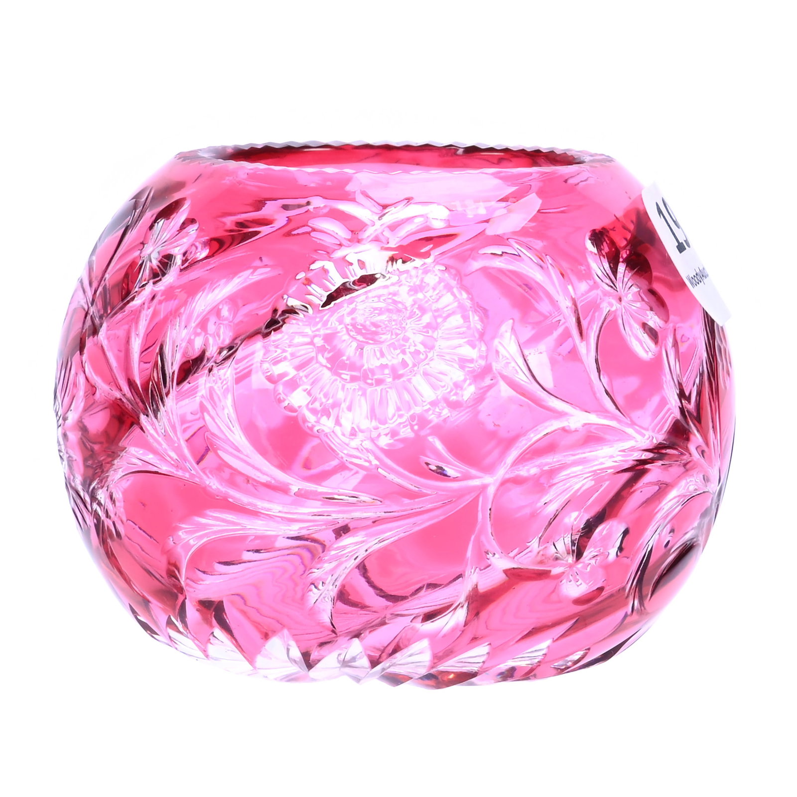 Rosebowl, Brilliant Period Cut Glass, Cranberry Cut To Clear (1 of 3)