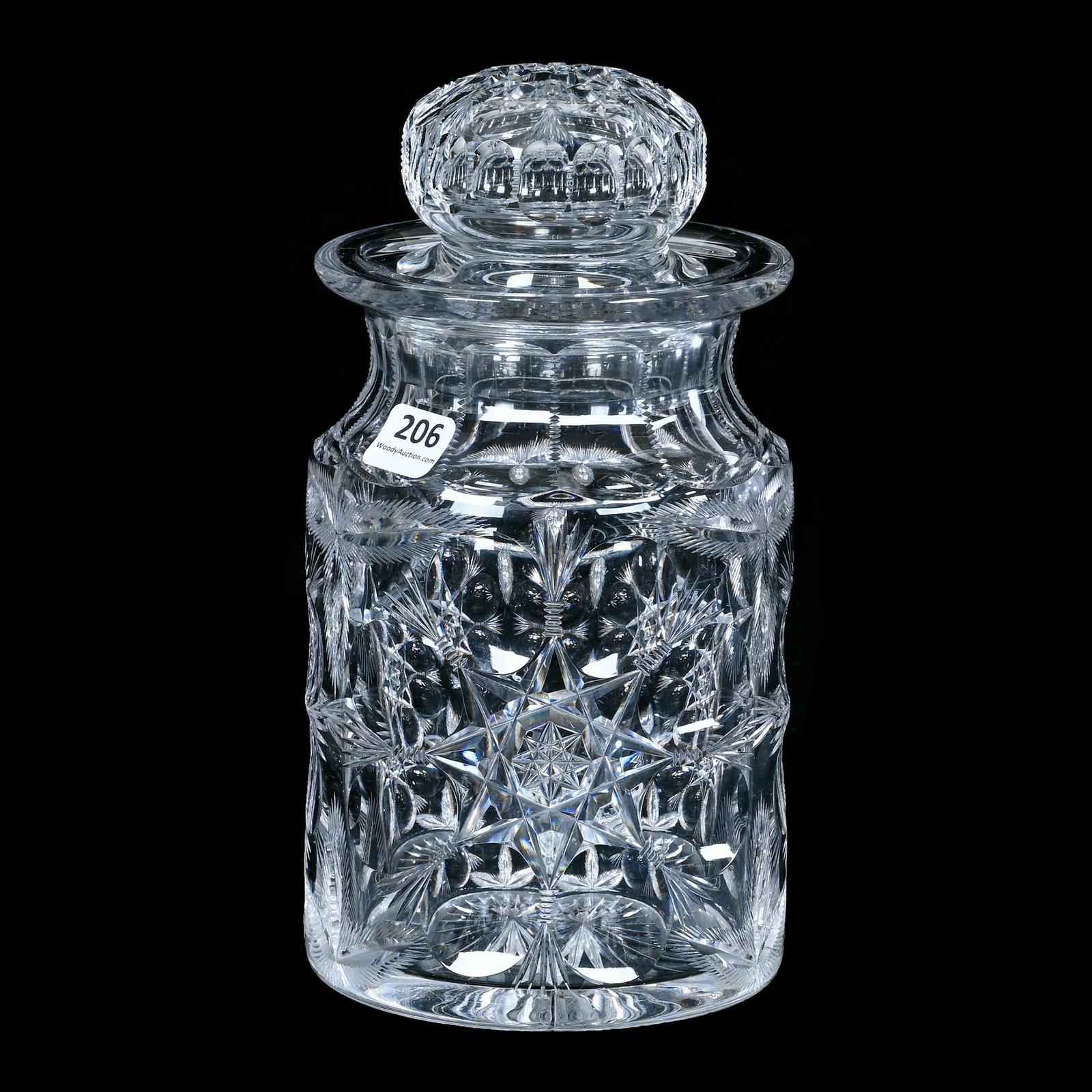 Humidor, American Brilliant Cut Glass, Signed Tuthill, Open Petal Pattern (1 of 3)