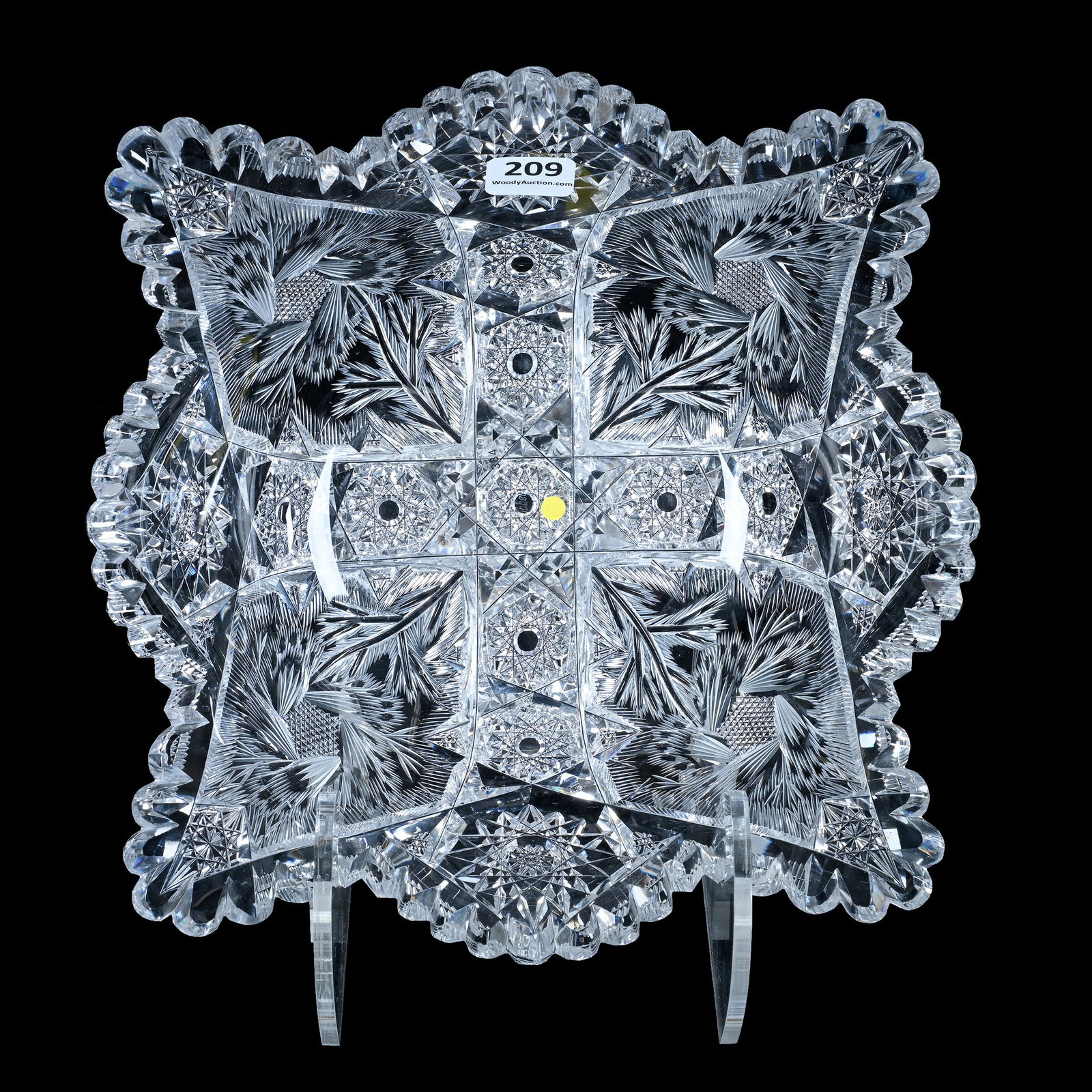 Square Bowl, American Brilliant Cut Glass, Signed Libbey, Corena Pattern (1 of 2)