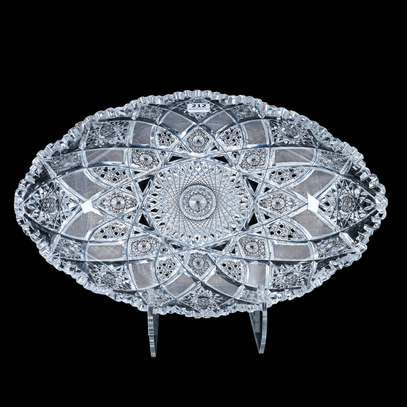 Oval Tray, American Brilliant Cut Glass, Sherwood Pattern By Unger Bros. (1 of 5)