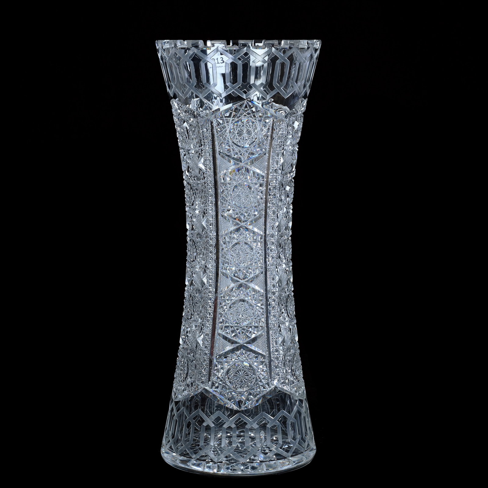 Vase, American Brilliant Cut Glass, Alhambra Pattern By Meriden (Also Known As Greek Key) (1 of 4)
