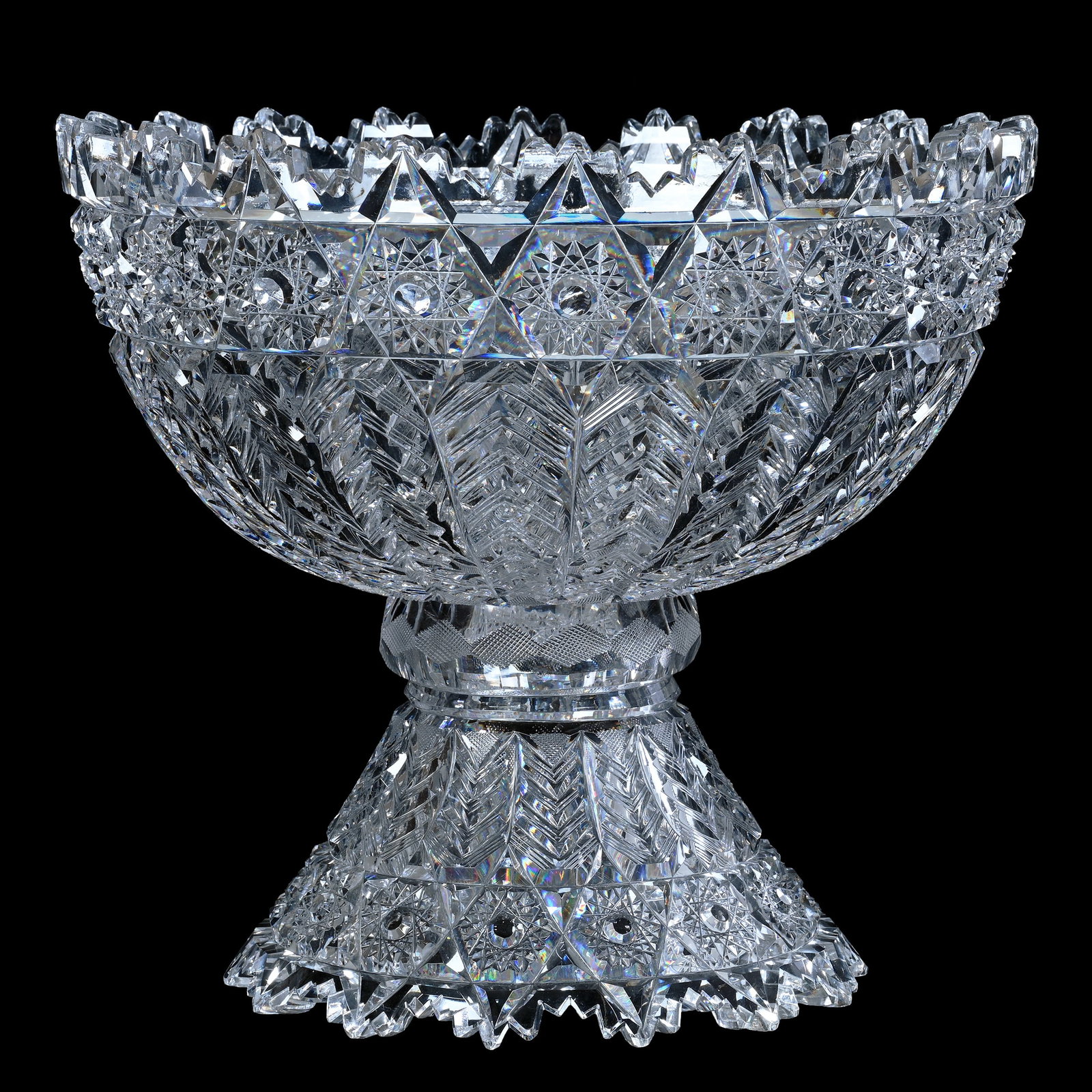 Two Part Punch Bowl, American Brilliant Cut Glass, Fern Pattern By Ohio Cut Glass (1 of 3)