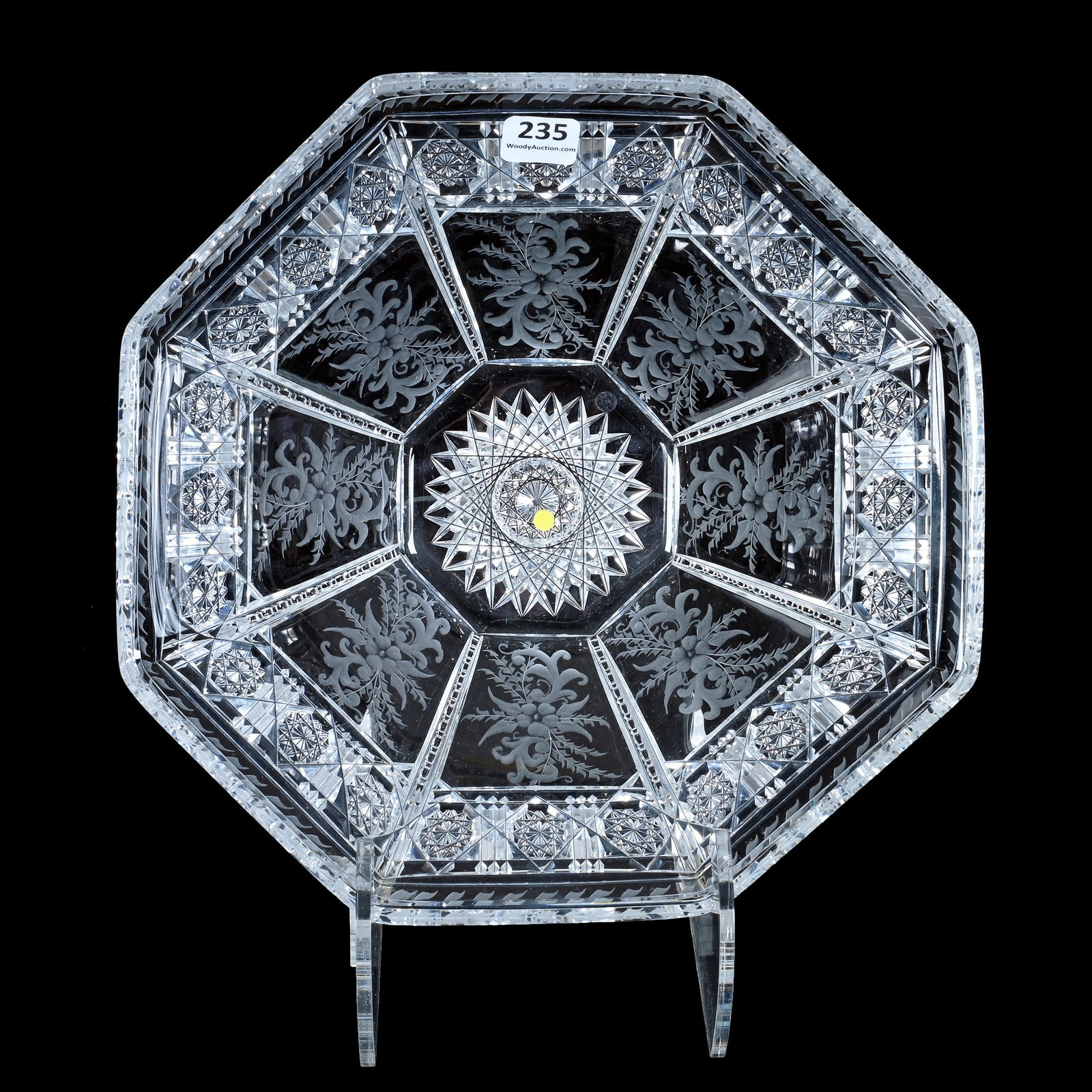 Eight Sided Bowl, American Brilliant Cut Glass, Signed Sinclaire, Cut And Engraved #4 Pattern (1 of 2)