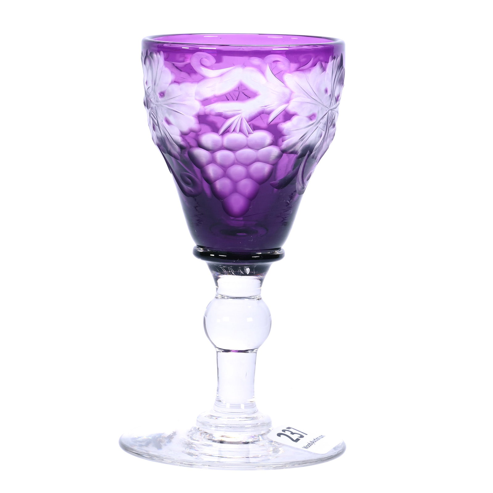Wine Stem, Brilliant Period Cut Glass, Amethyst Cut To Clear (1 of 3)