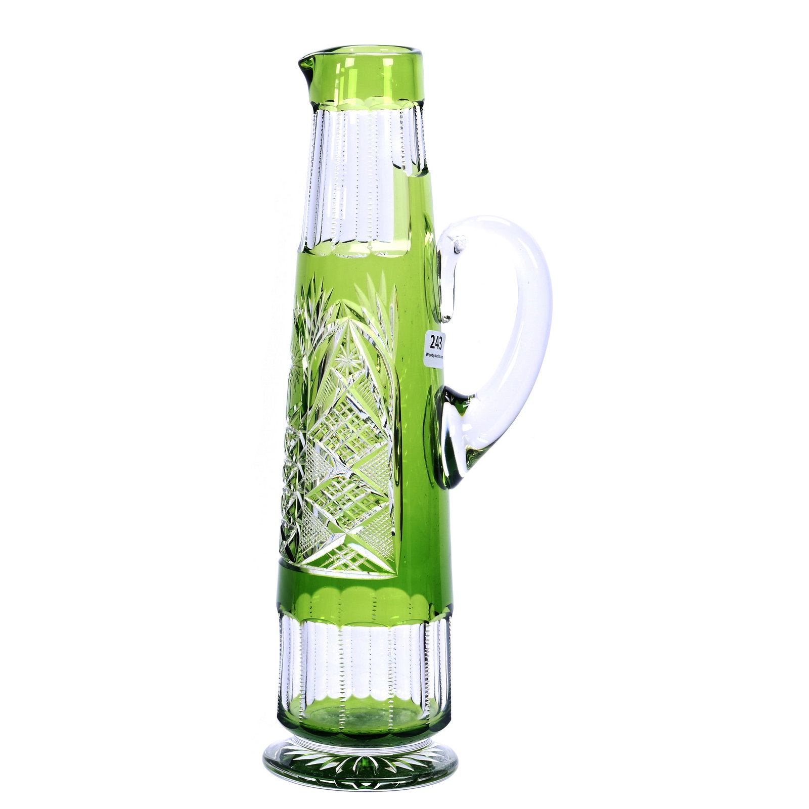 Champagne Pitcher, Brilliant Period Cut Glass, Green Cut To Clear, By Val Saint Lambert (1 of 3)