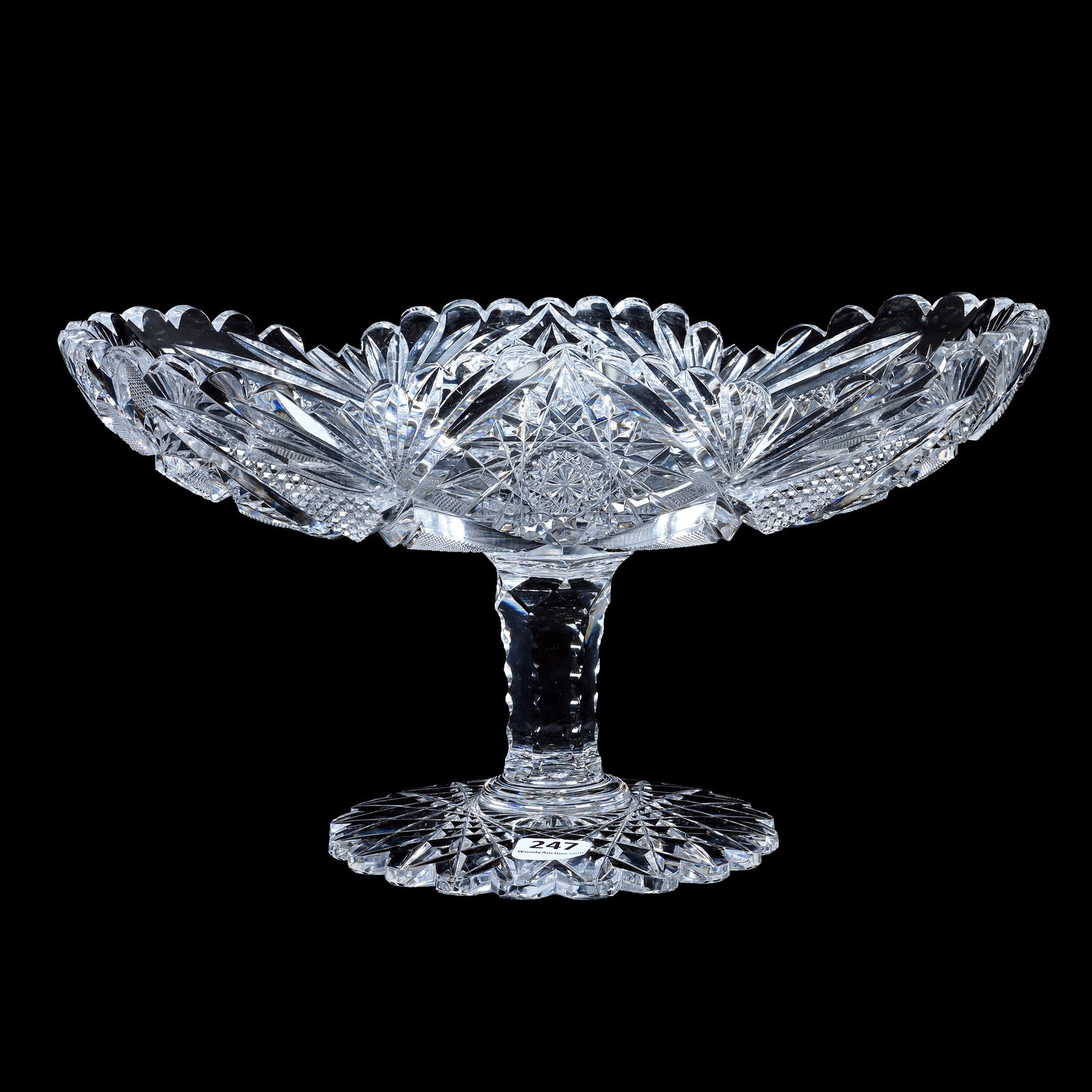 Pedestal Folded Celery Tray, American Brilliant Cut Glass (1 of 3)