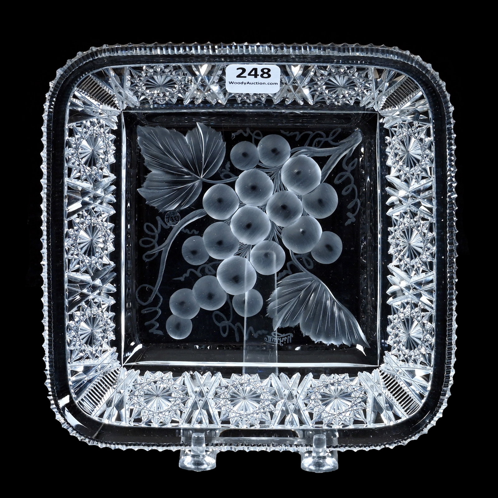 Square Plate, American Brilliant Cut Glass, Signed Tuthill, Vintage Pattern (1 of 2)