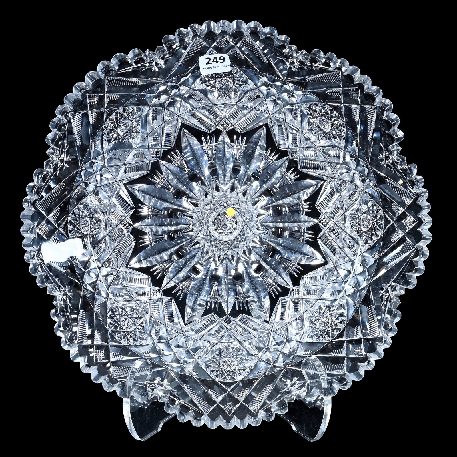 Round Tray, American Brilliant Cut Glass, Signed Libbey, Regis Pattern (1 of 2)