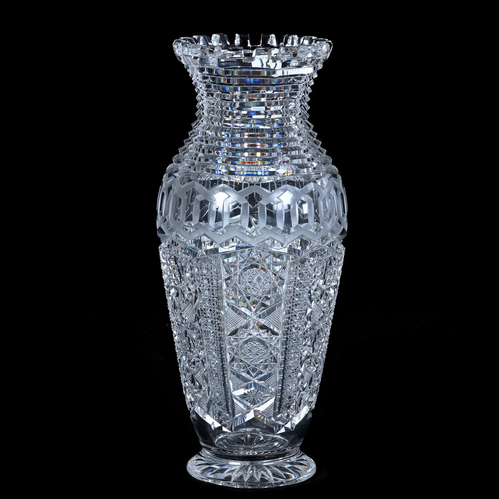 Vase, American Brilliant Cut Glass, Norman Pattern By Roden Bros (1 of 3)