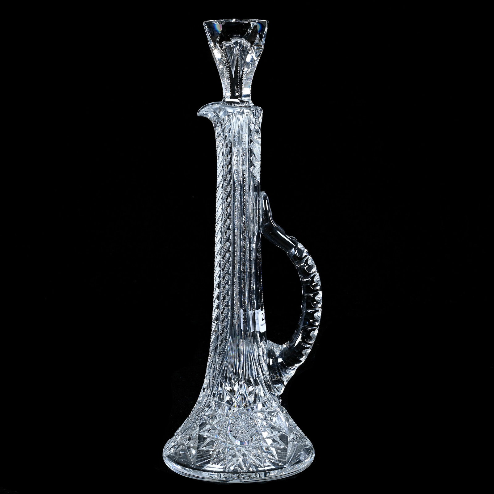 Handled Long Neck Decanter, American Brilliant Cut Glass (1 of 3)