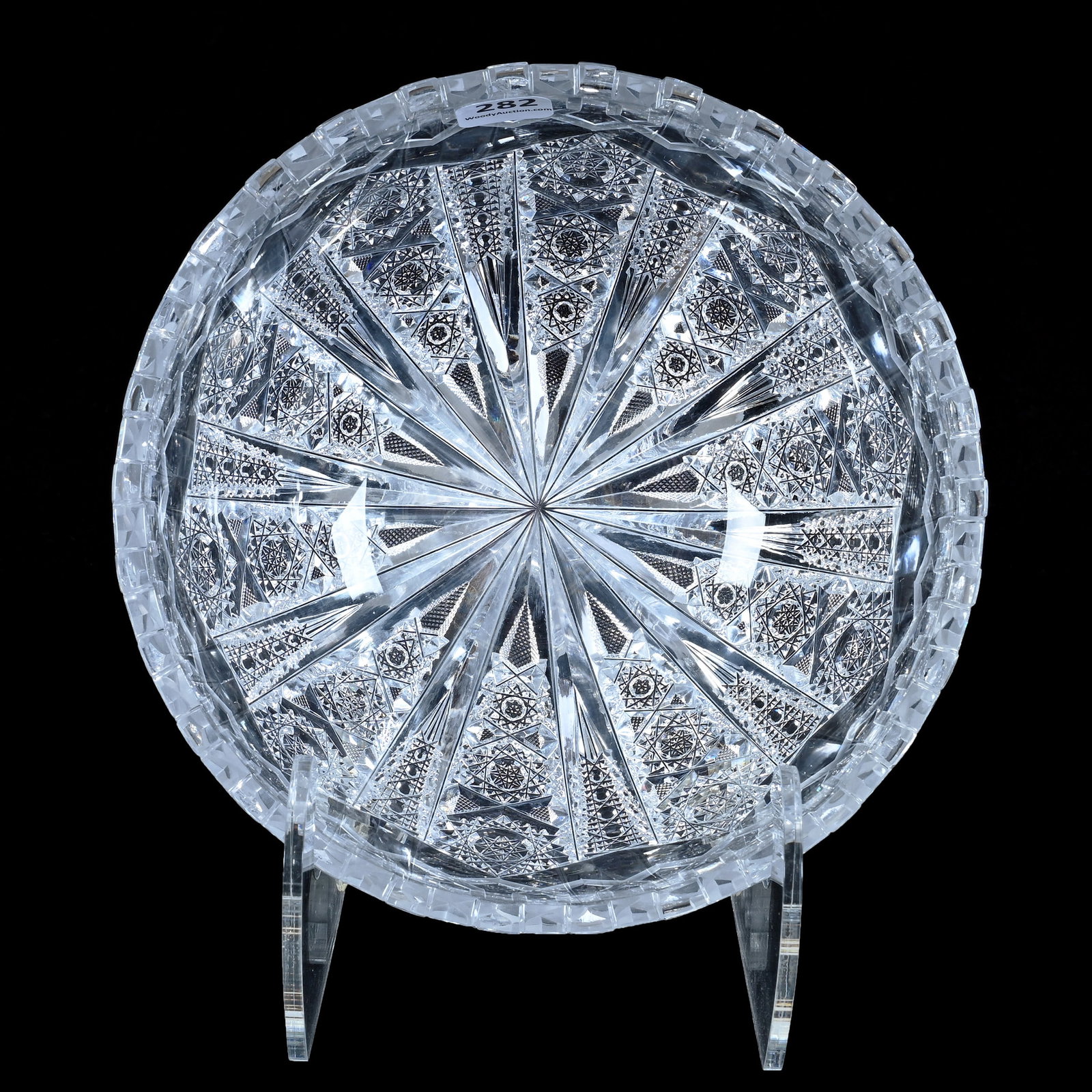 Bowl, American Brilliant Cut Glass, Alhambra Pattern By Meriden (Also Known As Greek Key) (1 of 3)