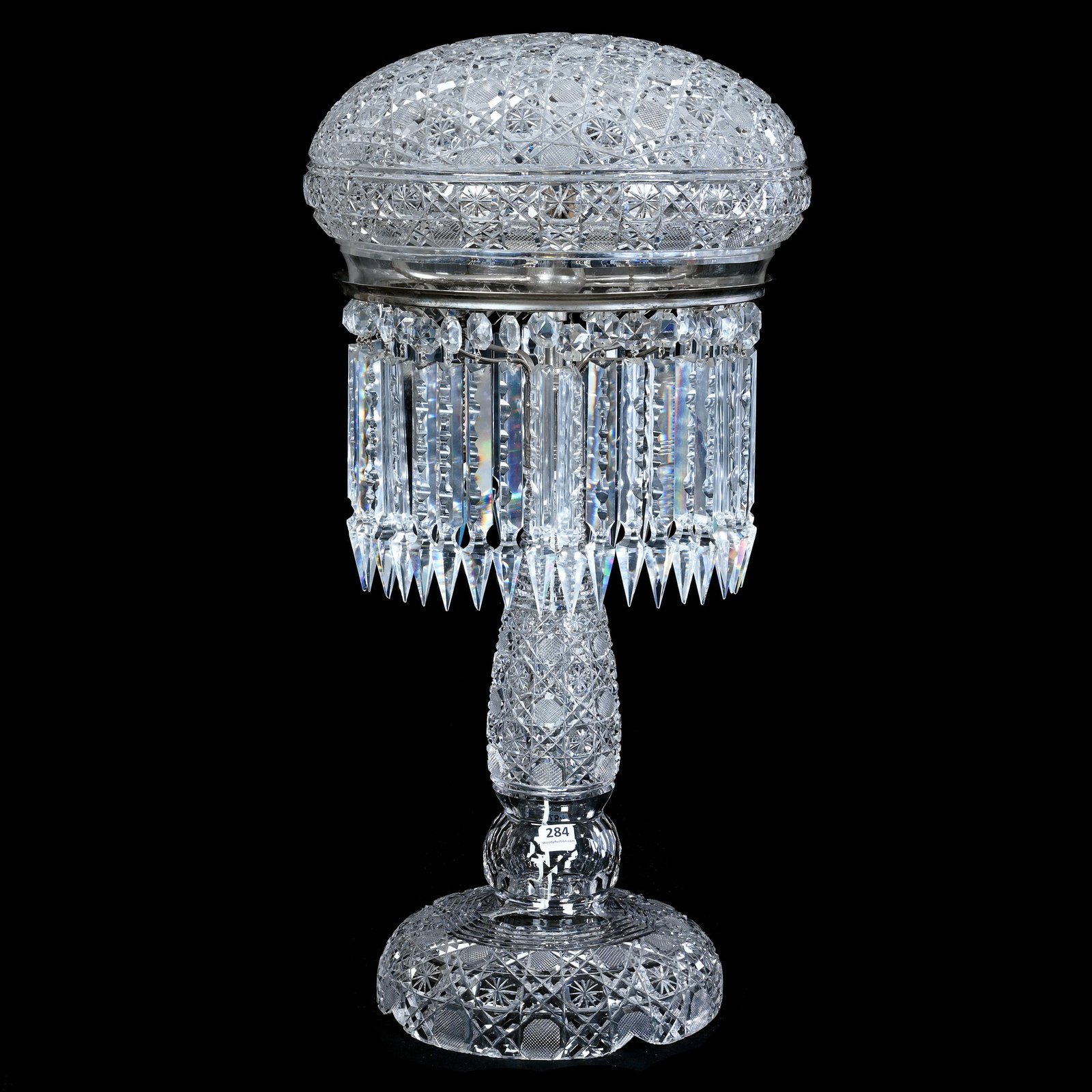 Table Lamp, American Brilliant Cut Glass, Harvard Pattern (1 of 3)