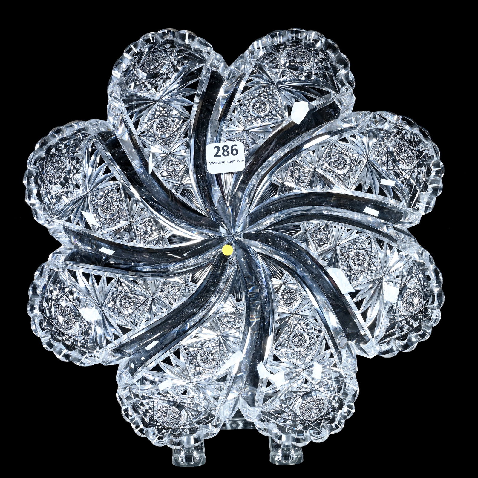 Blown Mold Bowl, American Brilliant Cut Glass, Signed Hawkes, Kohinoor Pattern (1 of 2)