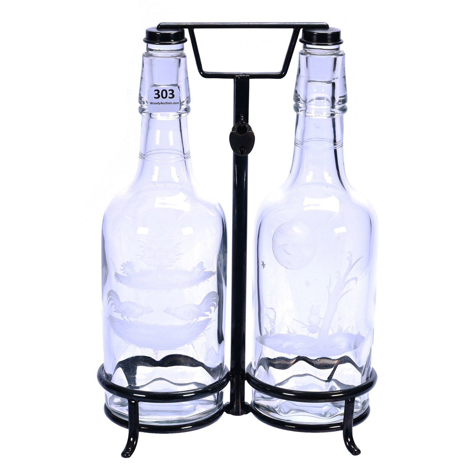 Tantalus Set, American Brilliant Cut Glass, Signed Hawkes (1 of 4)