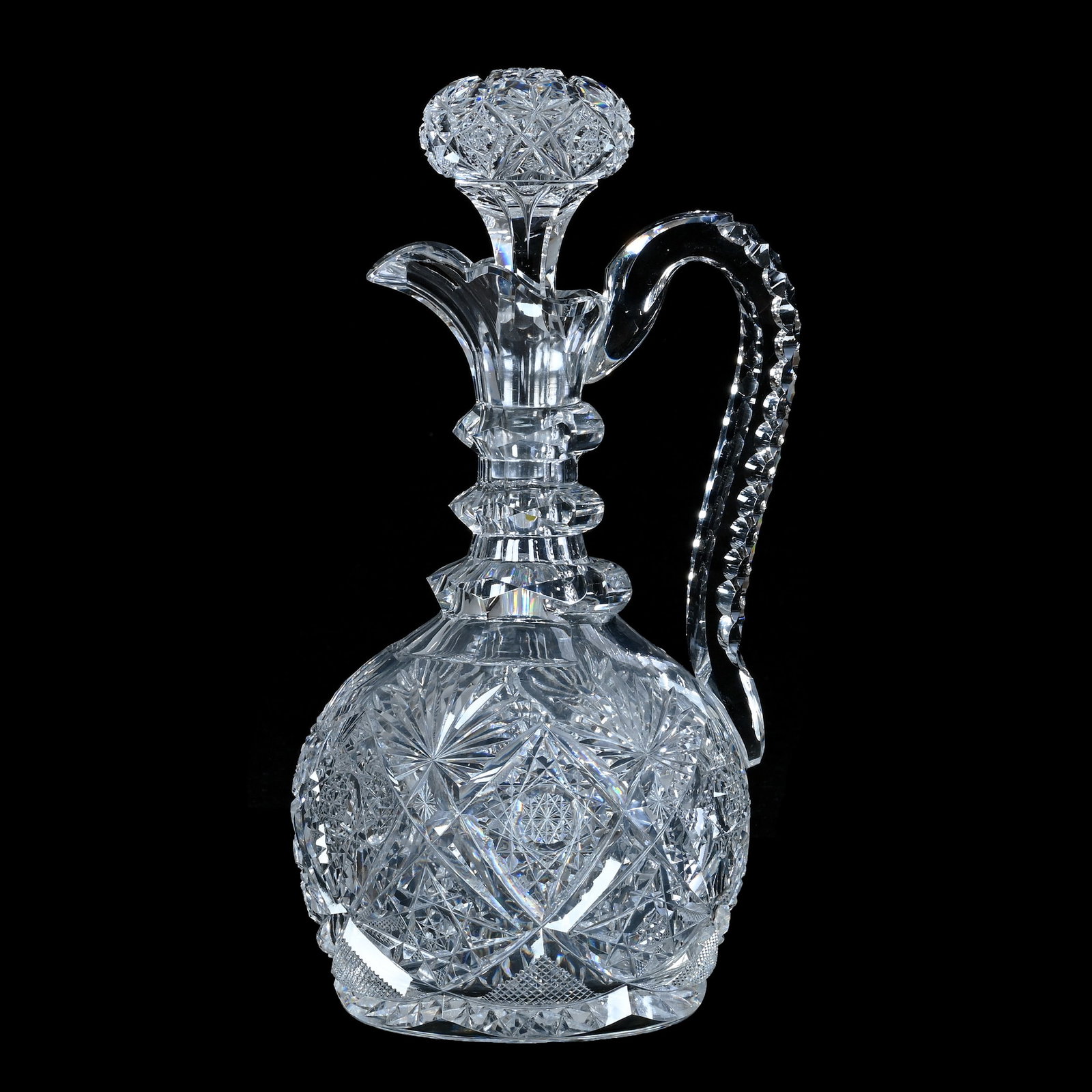 Handled Decanter, American Brilliant Cut Glass, Signed Hawkes (1 of 3)