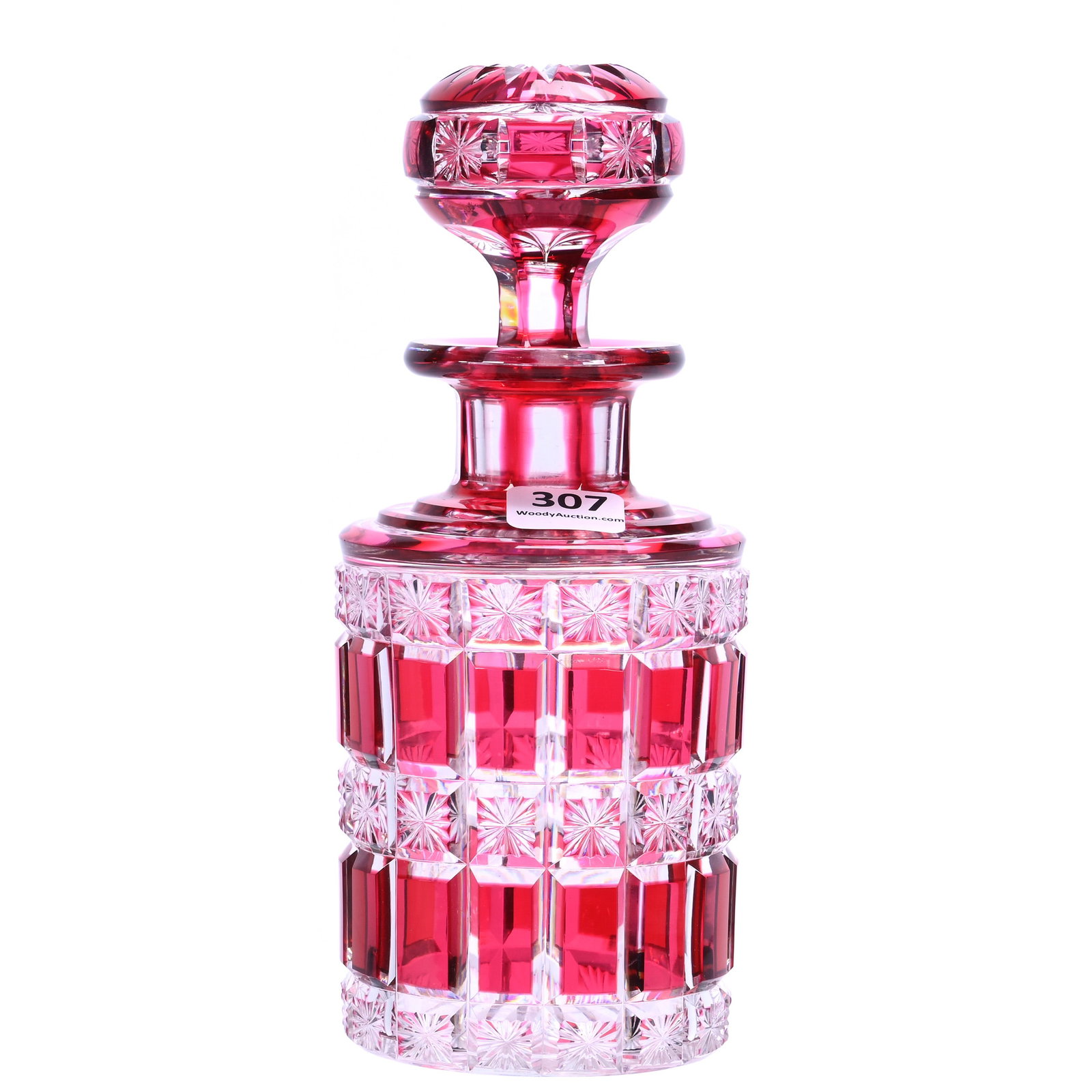 Cologne Bottle, Brilliant Period Cut Glass, Red Cut To Clear (1 of 3)