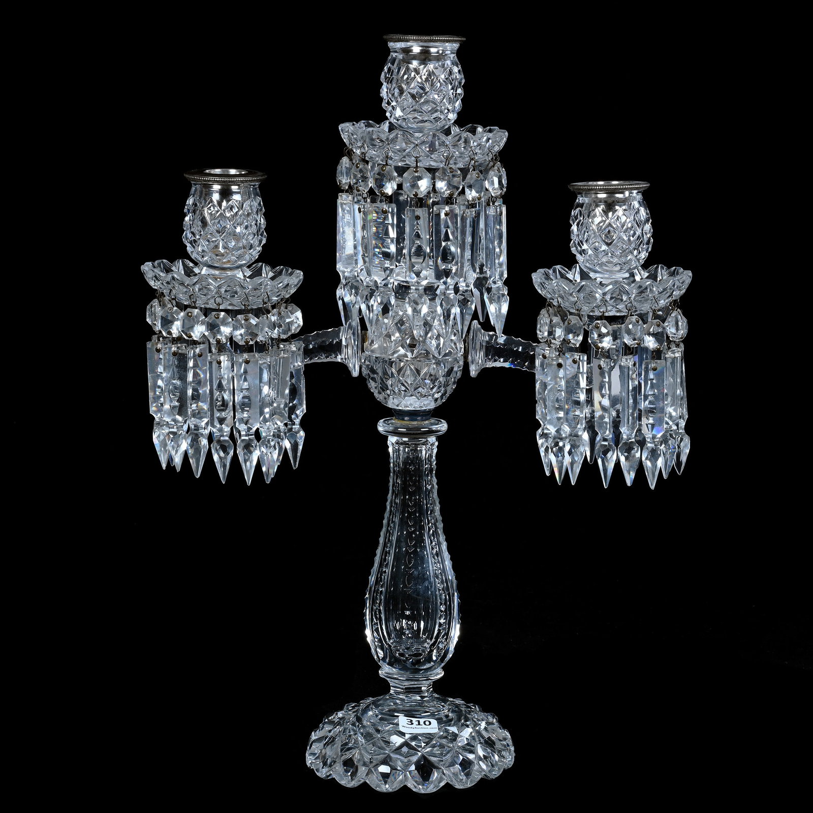 Three Armed Candelabra, American Brilliant Cut Glass (1 of 6)