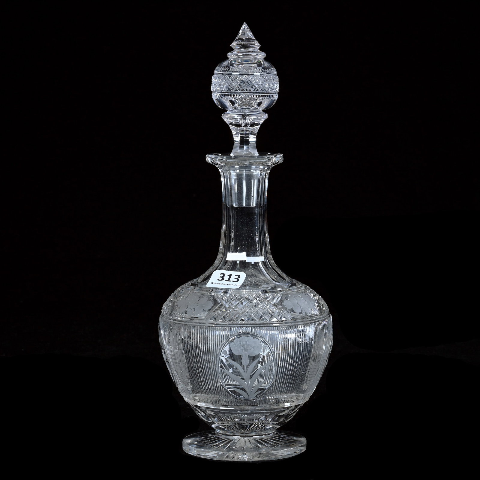 Pedestal Decanter, American Brilliant Cut Glass, Diamond And Silver Threads By Sinclaire (1 of 4)