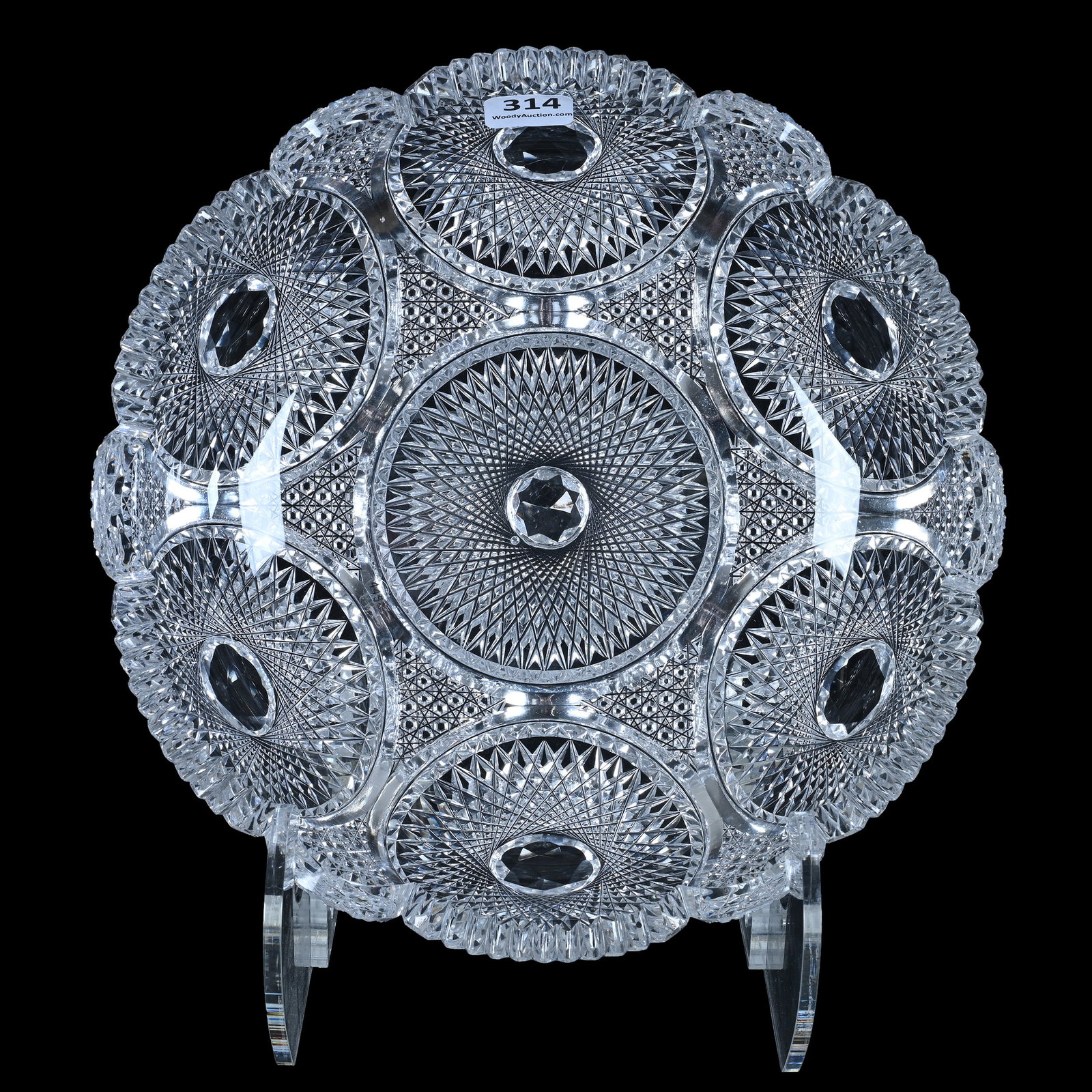 Bowl, American Brilliant Cut Glass, Rose Diamond Pattern By Meriden (1 of 2)