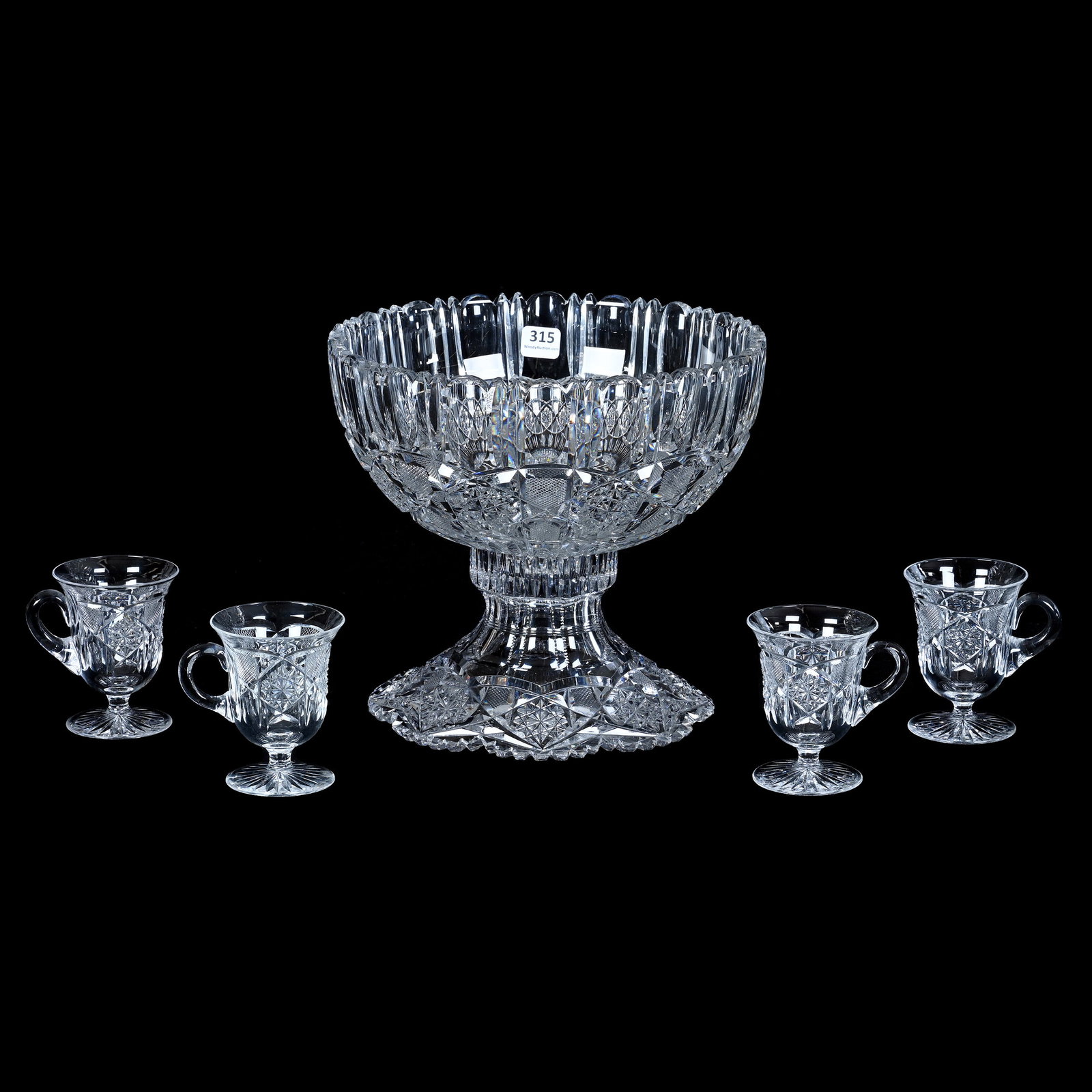 Punch Set, American Brilliant Cut Glass, Glenwood Pattern By Bergen (1 of 4)