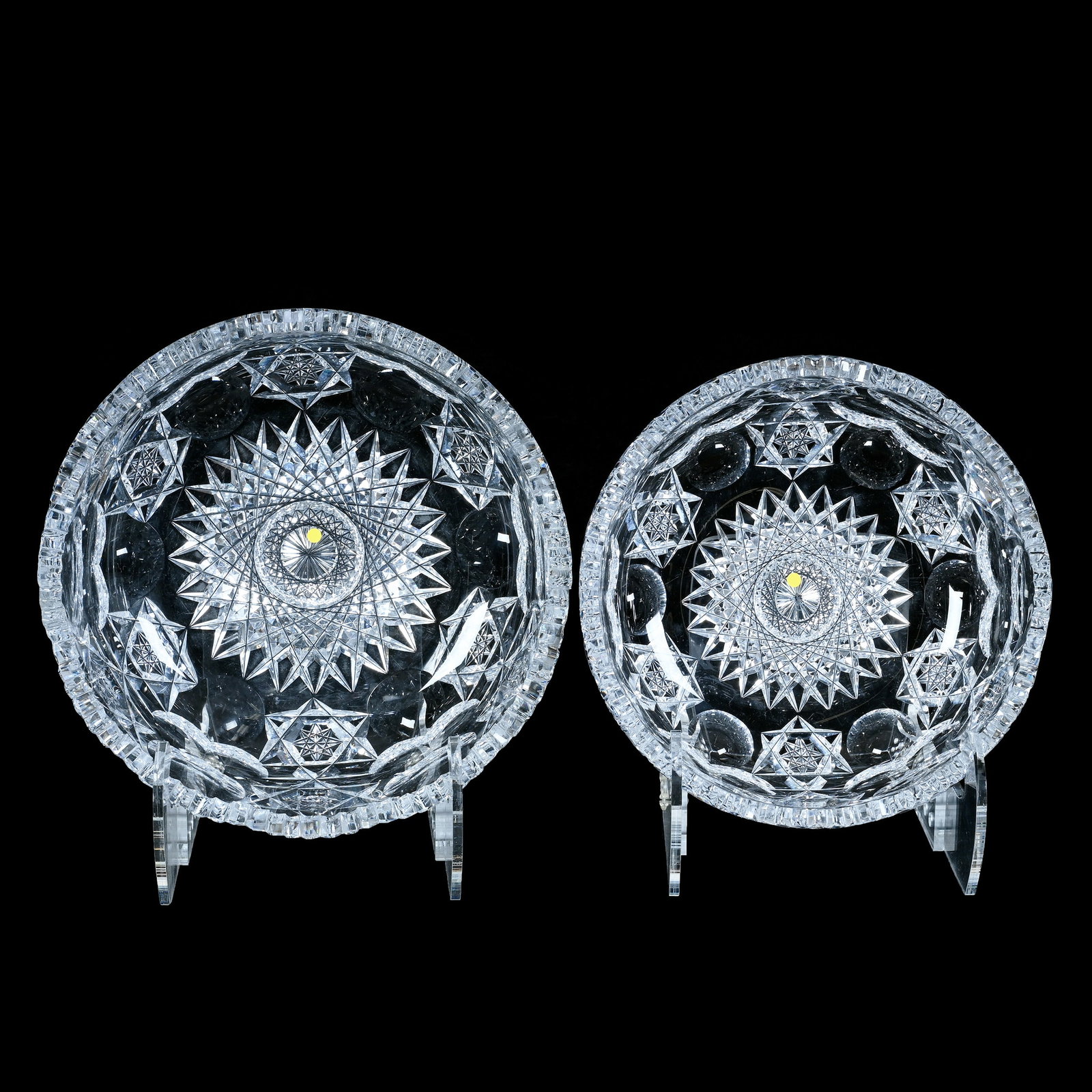 (2) Bowls, American Brilliant Cut Glass, Signed Hawkes, Queens Pattern (1 of 4)