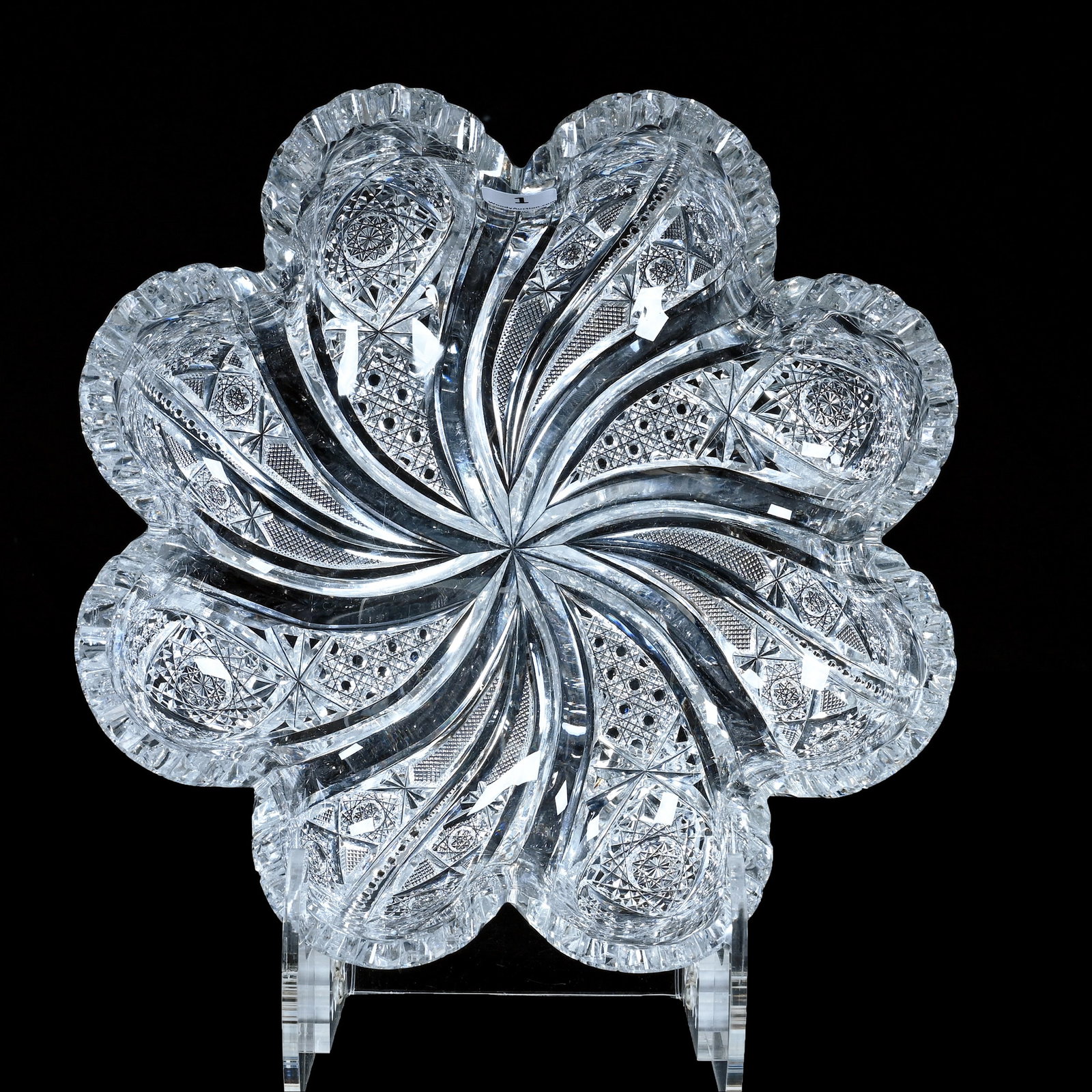 Blown Mold Bowl, American Brilliant Cut Glass, Signed Hawkes, Pattern #1302 (1 of 5)