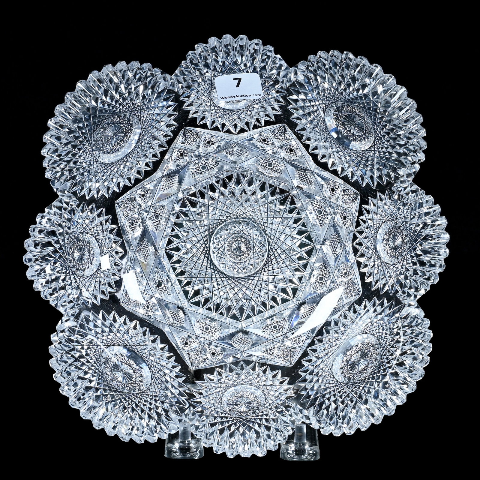 Square Bowl, American Brilliant Cut Glass, Star Pattern By Meridian (1 of 3)