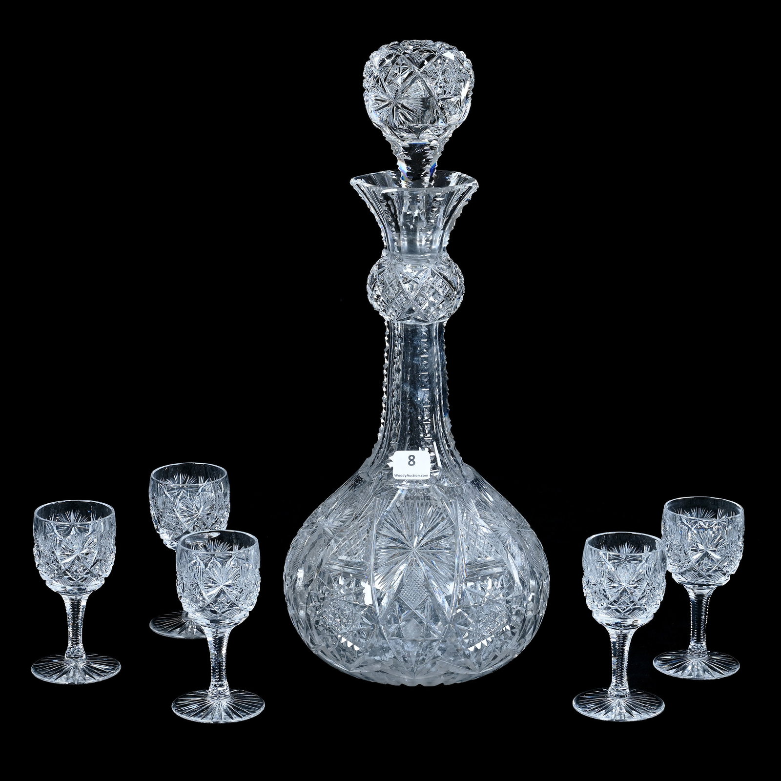 Decanter Set, American Brilliant Cut Glass, Fredericka Pattern Designed By W.C. Anderson (1 of 8)