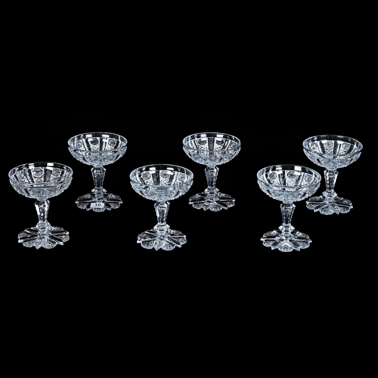 (6) Champagne Stems, Brilliant Period Cut Glass (1 of 3)