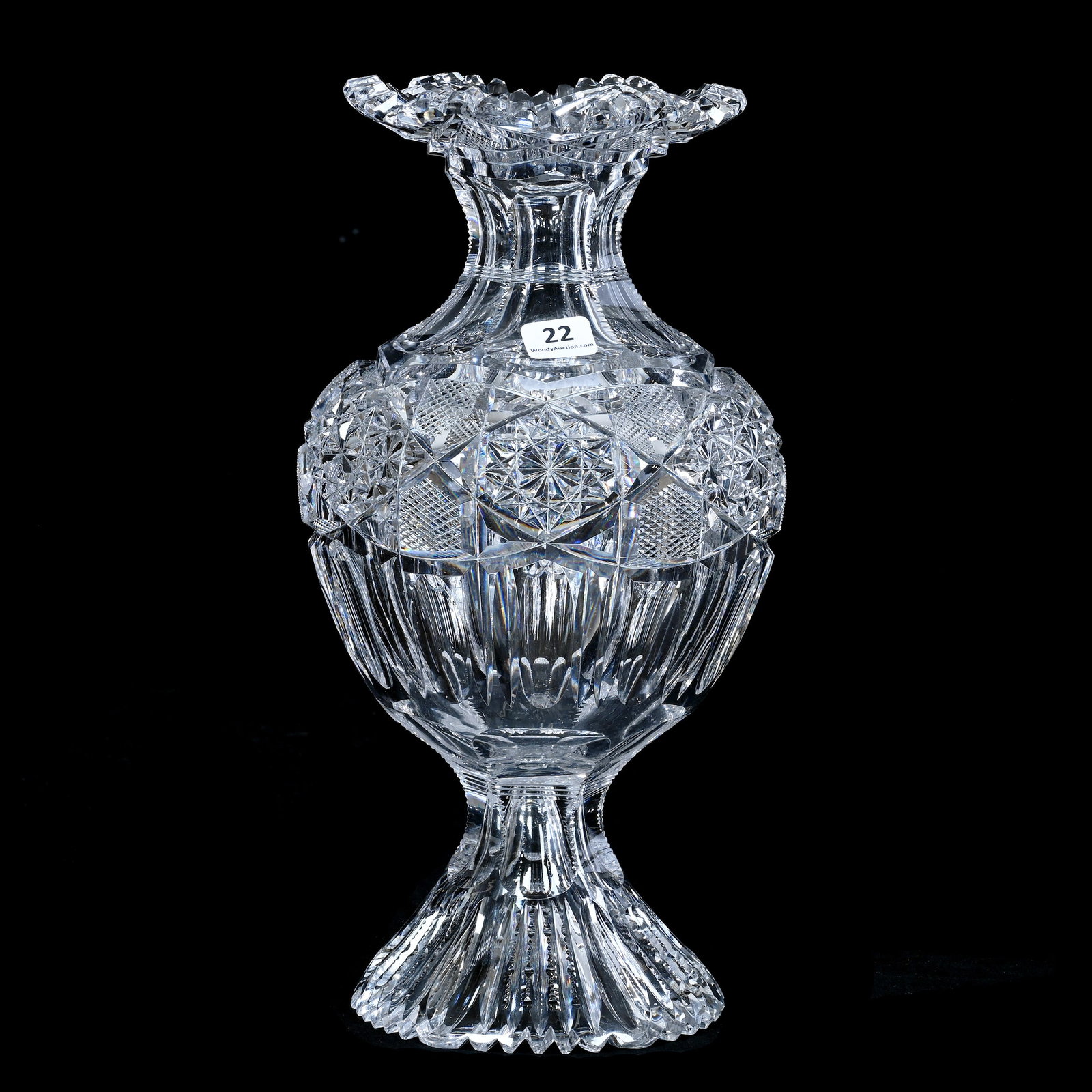 Pedestal Vase, American Brilliant Cut Glass, Glenwood Pattern By Bergen (1 of 3)