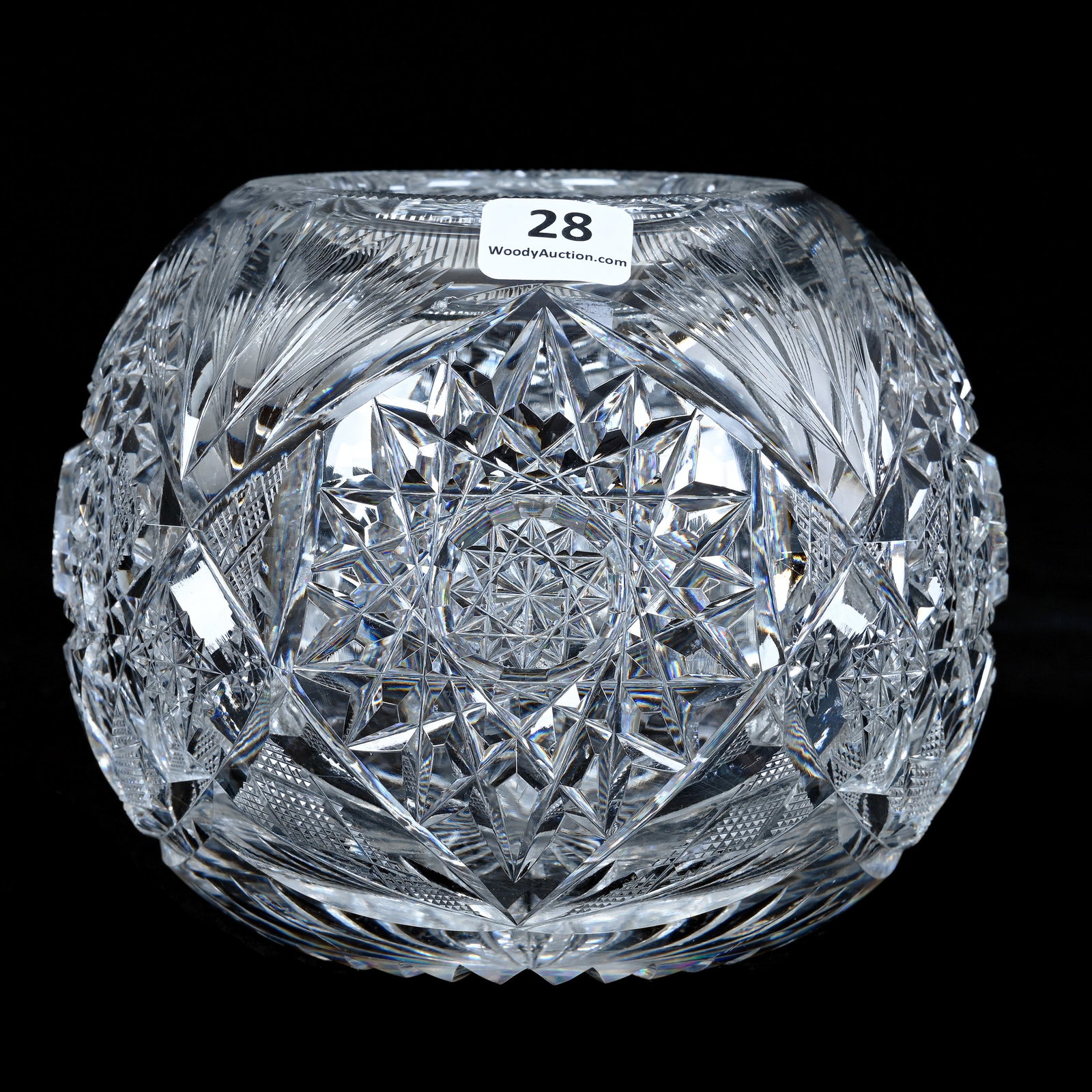 Rose Bowl, American Brilliant Cut Glass, Signed Libbey, Sultana Pattern (1 of 4)