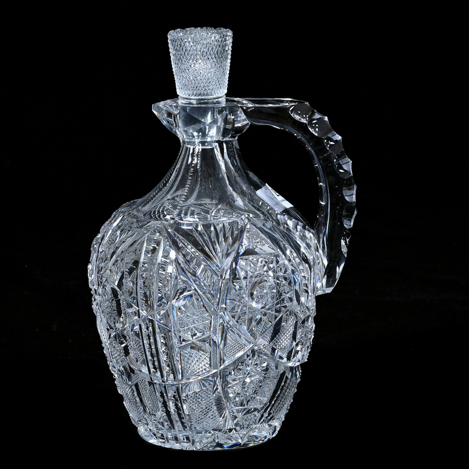 Whiskey Jug, American Brilliant Cut Glass, Signed Libbey, Corona Pattern (1 of 3)