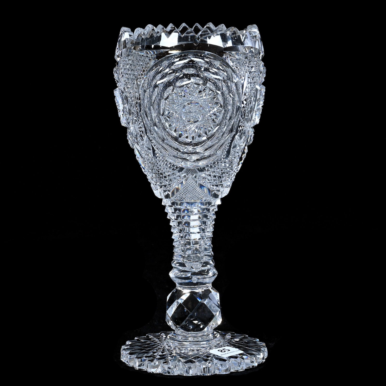 Chalice Vase, American Brilliant Cut Glass, Rose Window Pattern By Meriden (1 of 4)