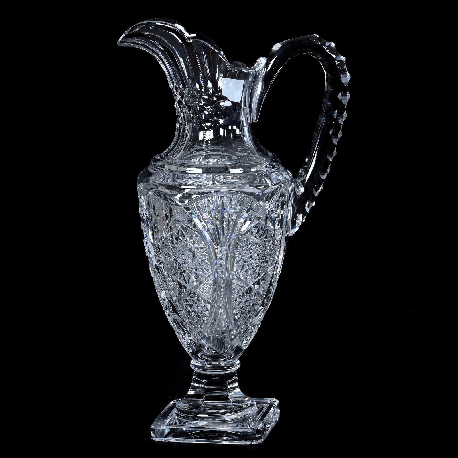 Pedestal Pitcher, American Brilliant Cut Glass (1 of 3)