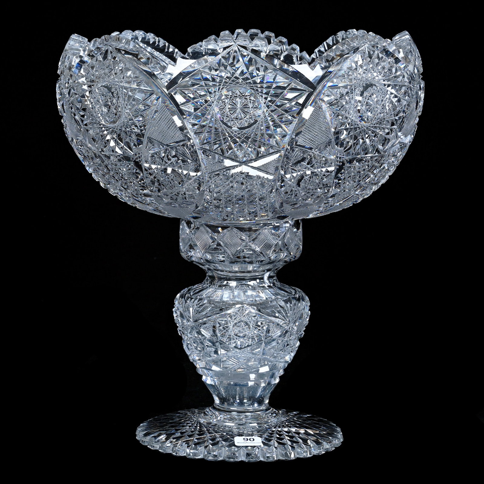 Pedestal Two Part Punch Bowl, American Brilliant Cut Glass (1 of 4)